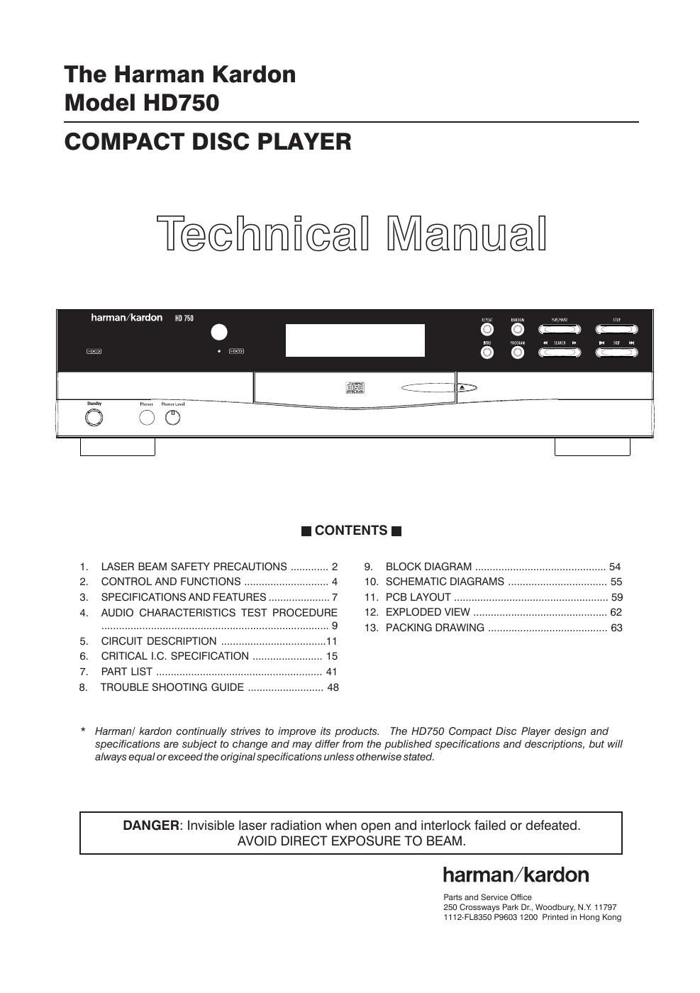 harman kardon hd 750 service manual