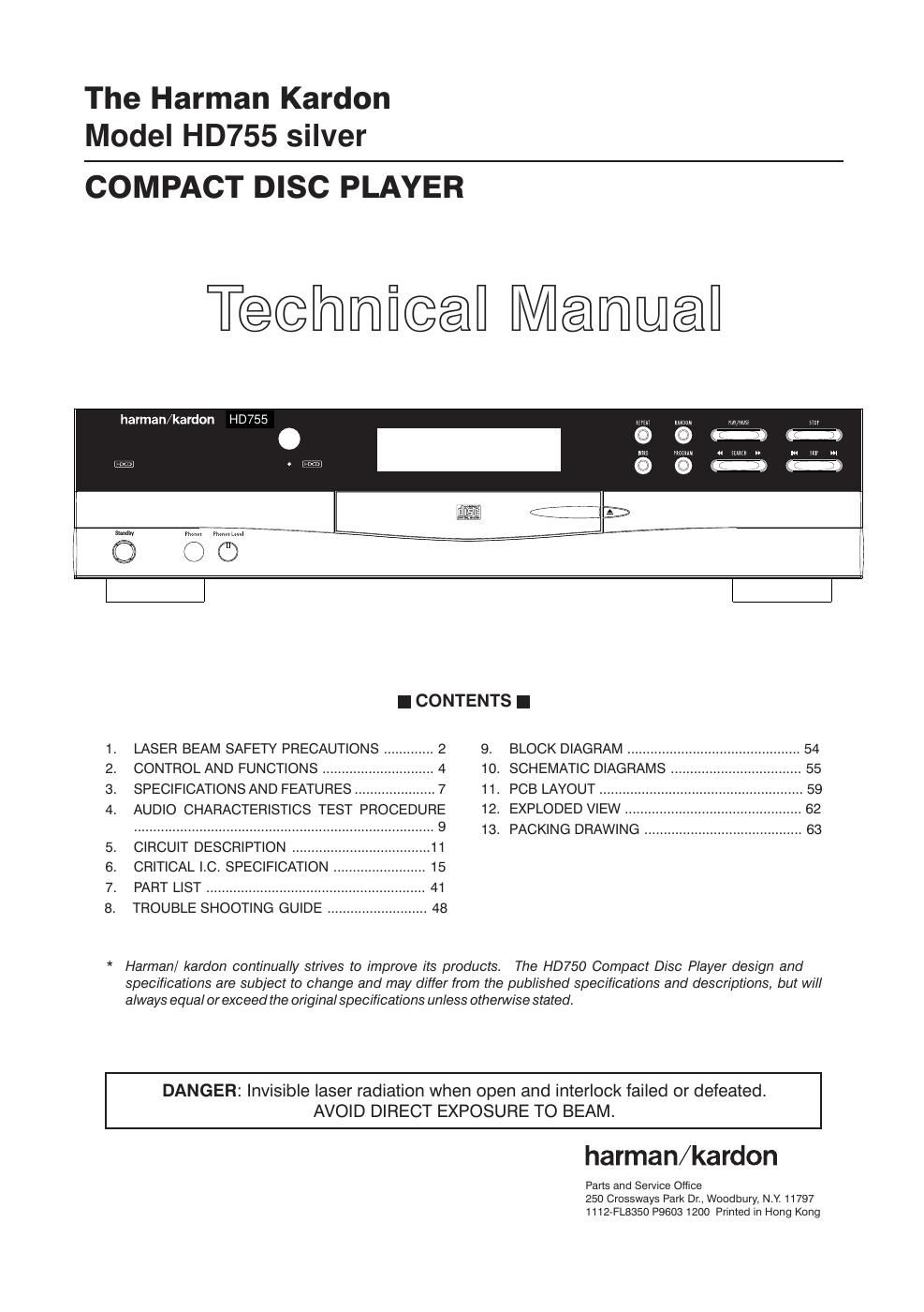 harman kardon hd 755 service manual