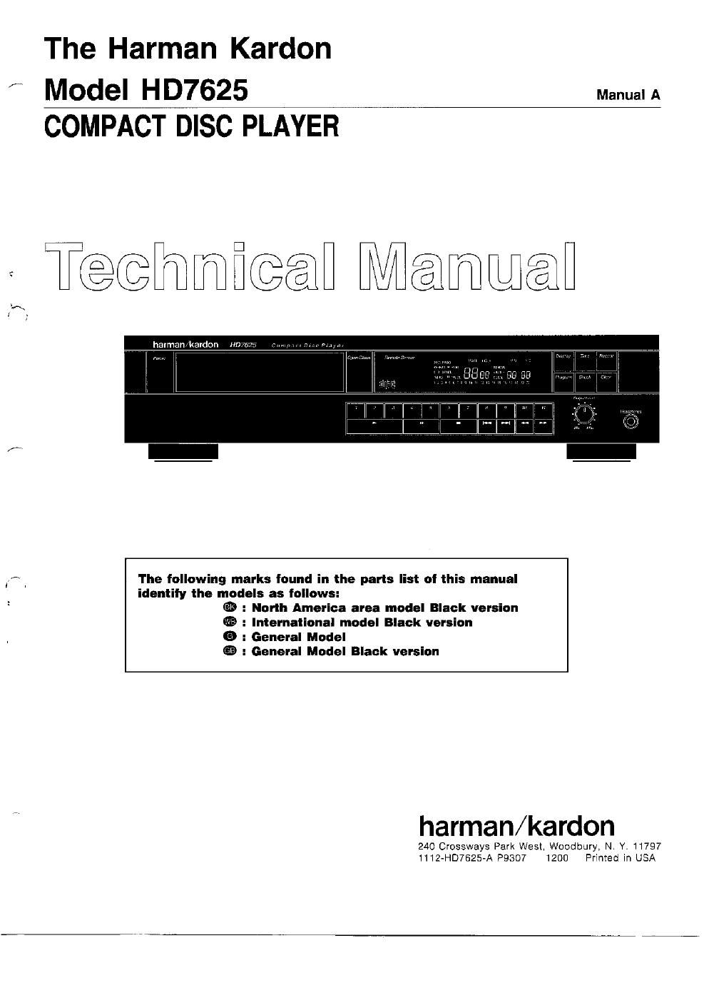 harman kardon hd 7625 service manual
