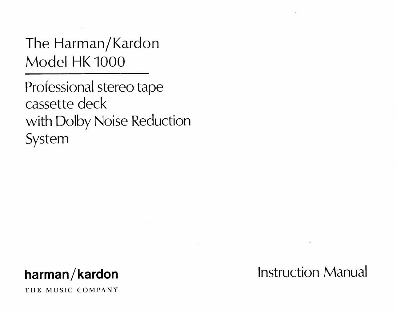 harman kardon hk 1000 owners manual