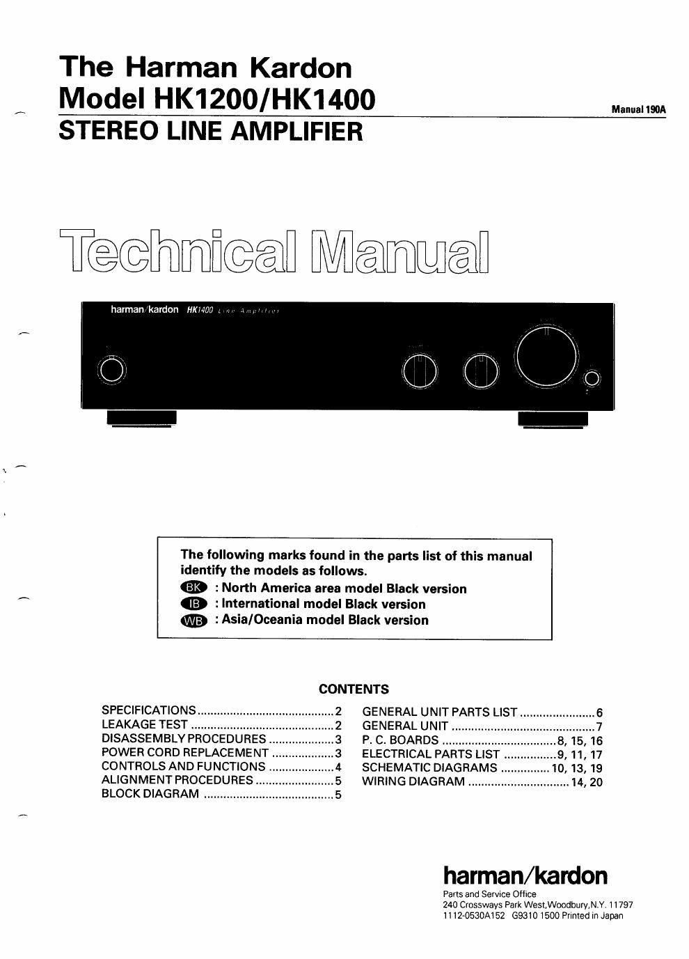 harman kardon hk 1200 1400 service manual