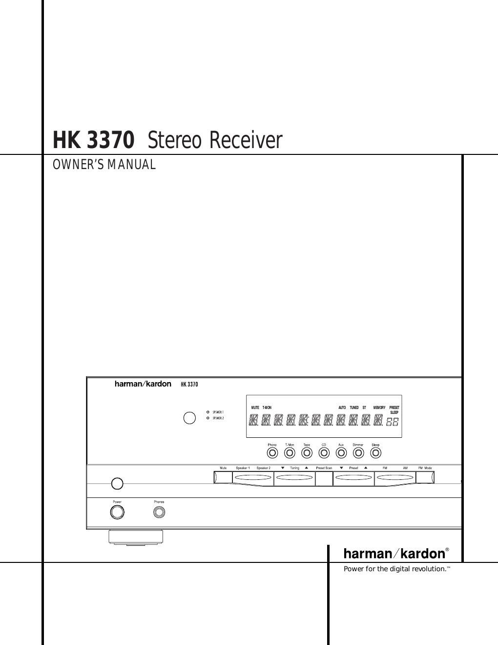 harman kardon hk 3370 owners manual