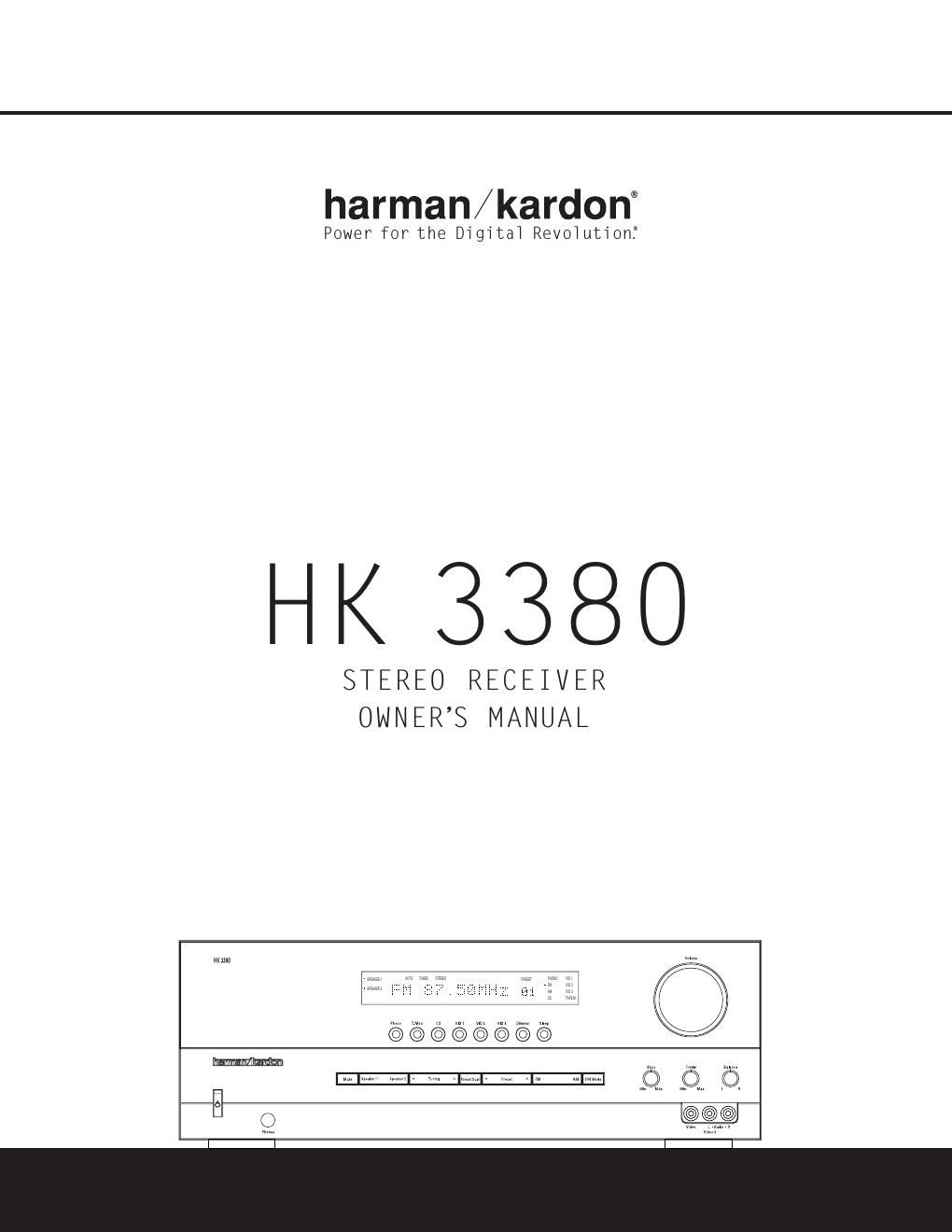 harman kardon hk 3380 owners manual