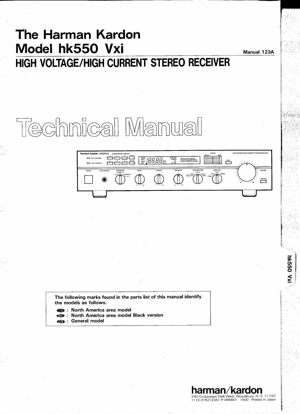 harman kardon hk 550 vxi service manual