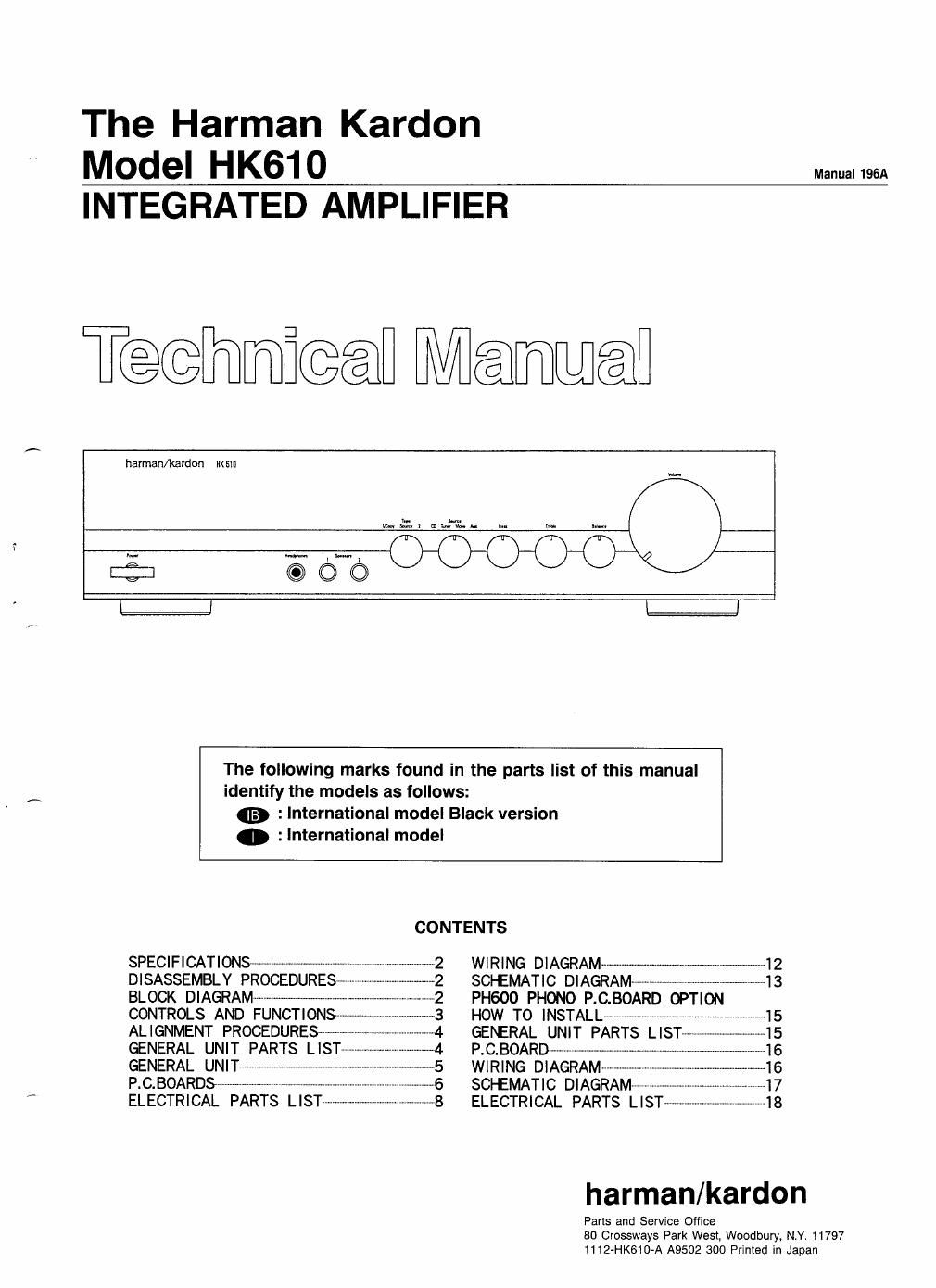 harman kardon hk 610 service manual