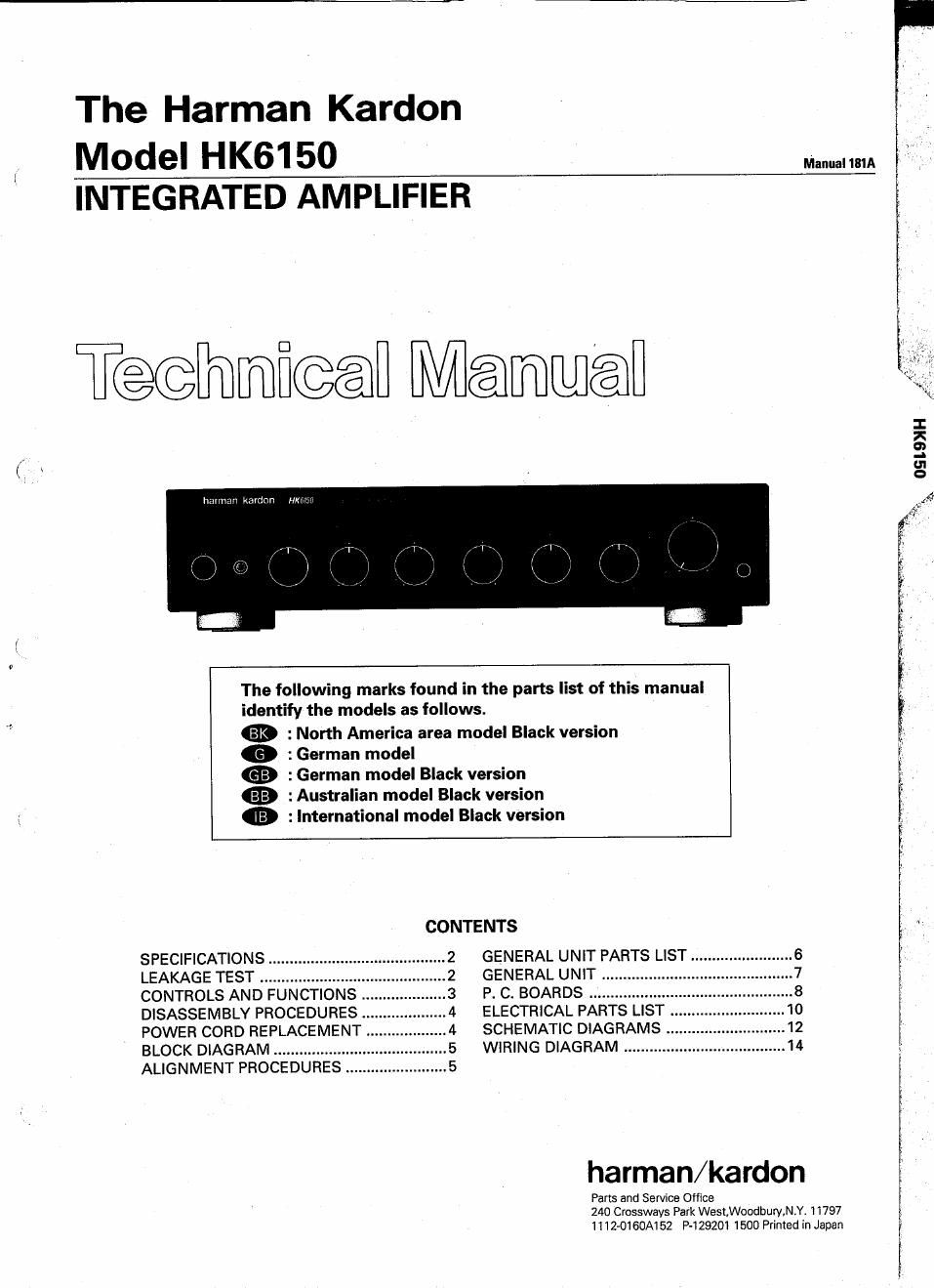 harman kardon hk 6150 service manual