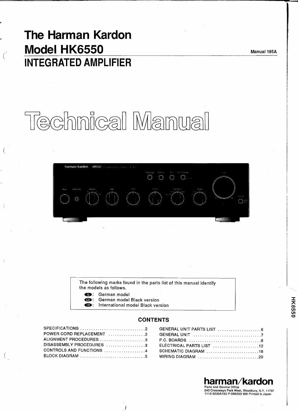 harman kardon hk 6550 service manual