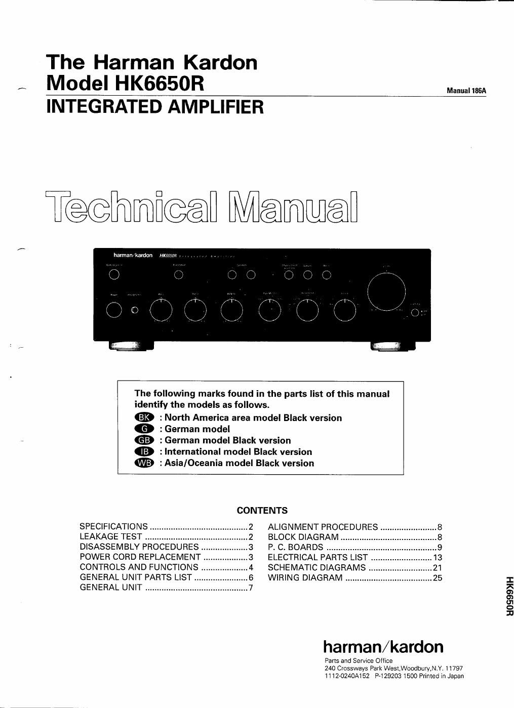 harman kardon hk 6650 r service manual