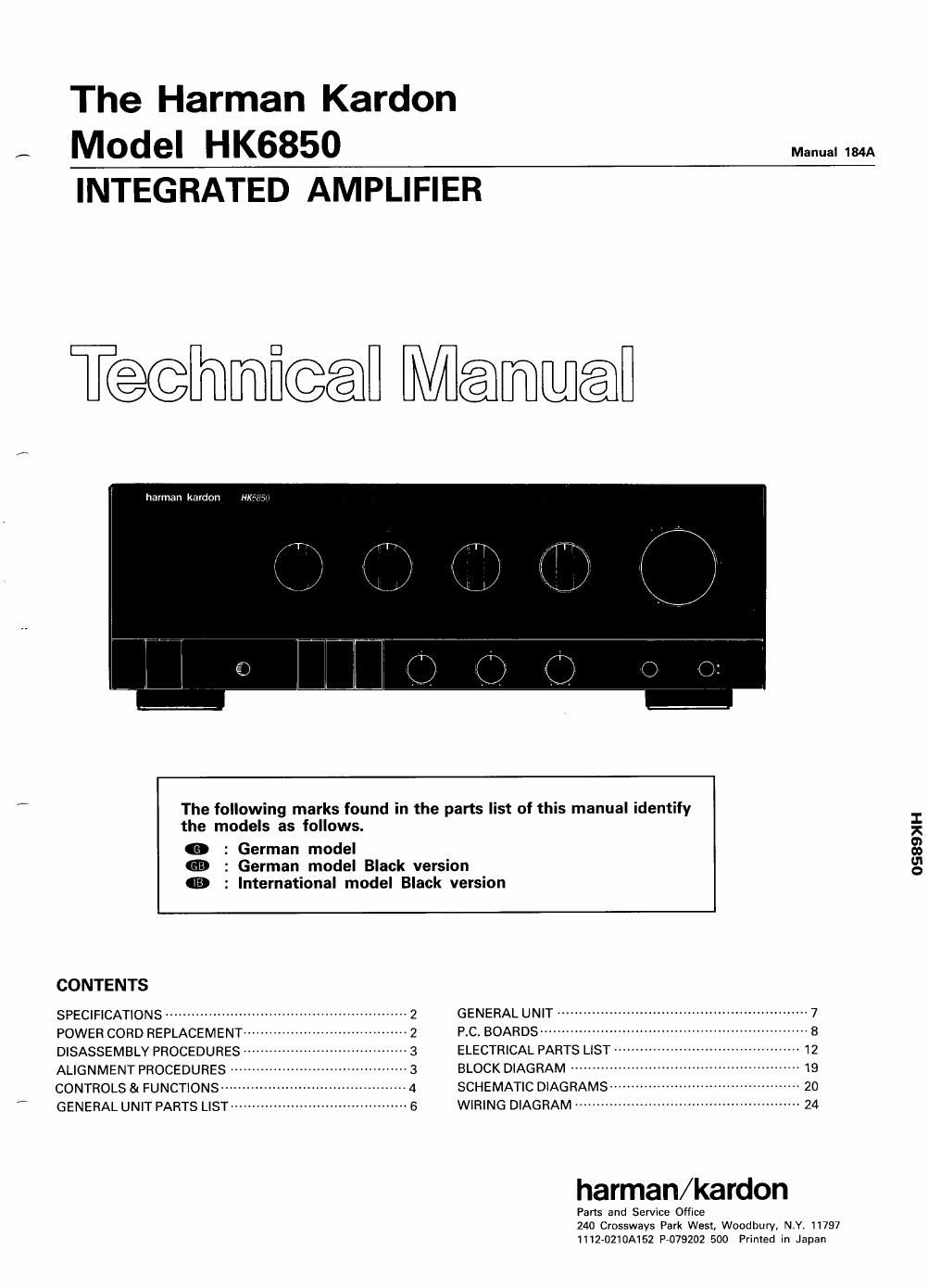 harman kardon hk 6850 service manual