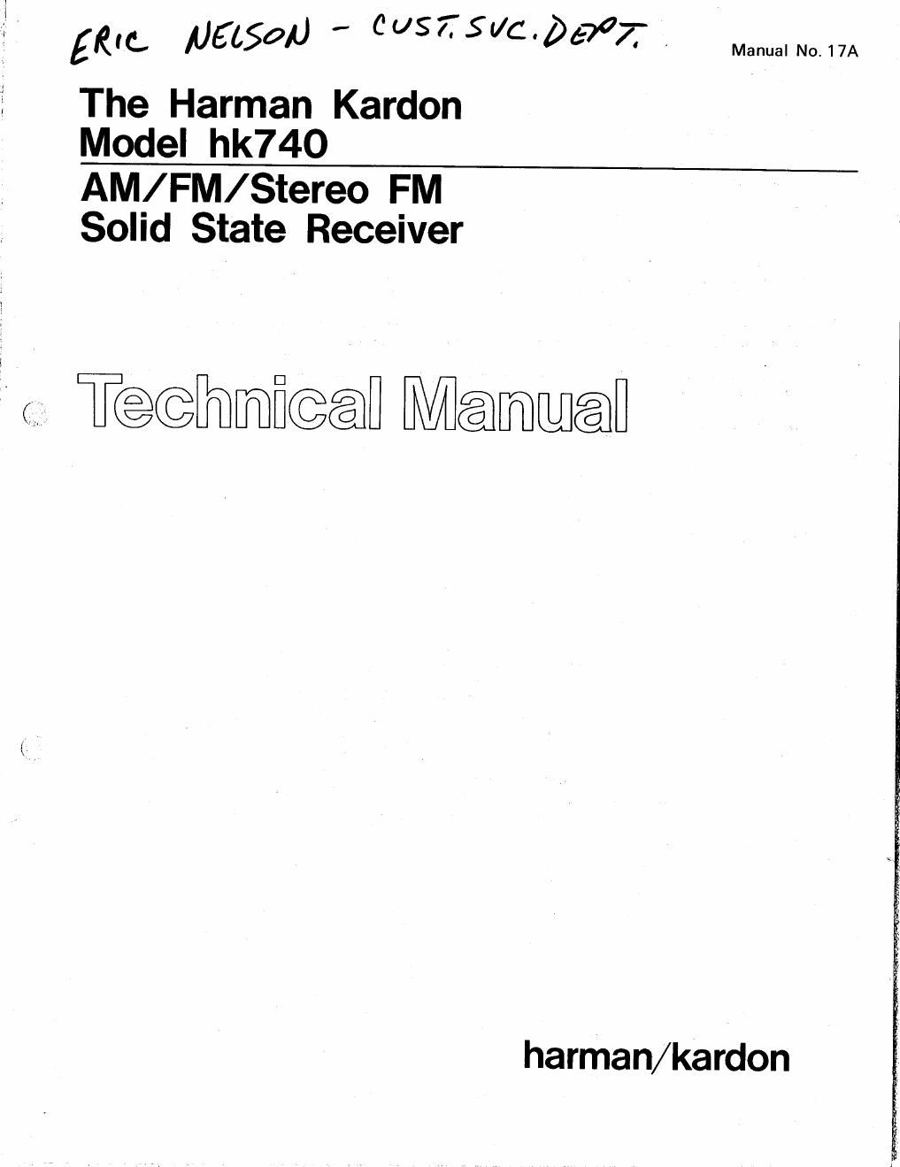 harman kardon hk 740 service manual