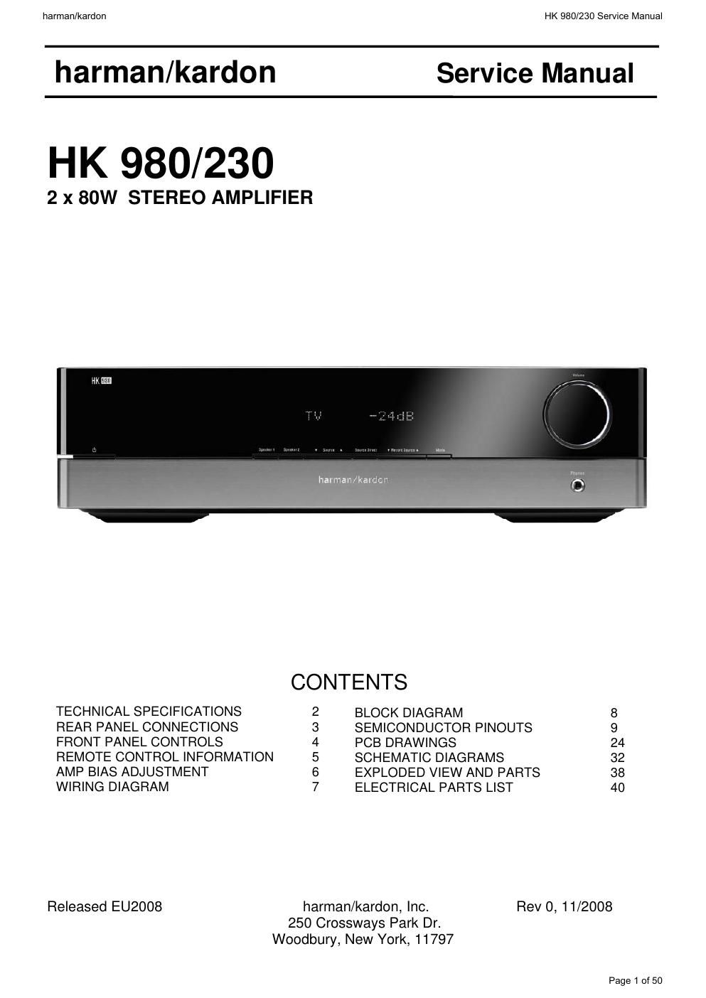 harman kardon hk 980 230 service manual