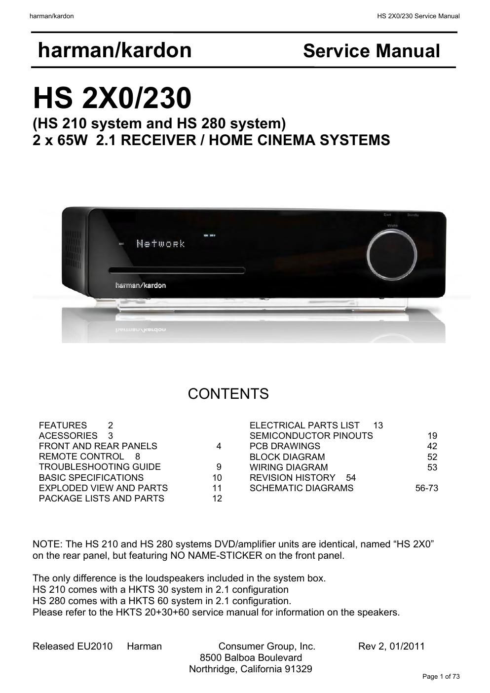 harman kardon hs 210 230 280 230 service manual