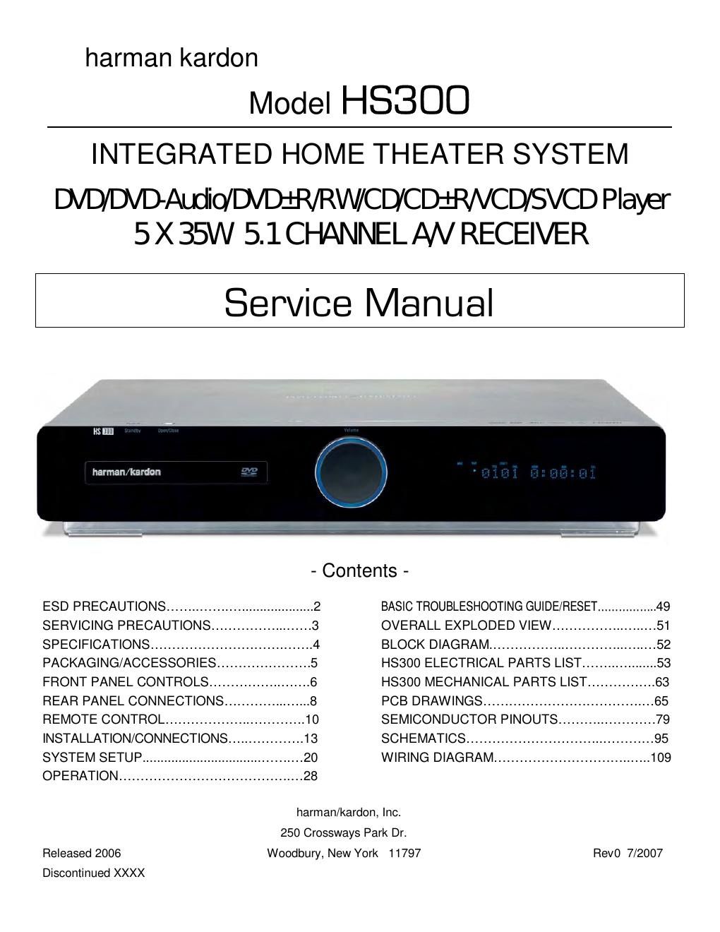 harman kardon hs 300 service manual