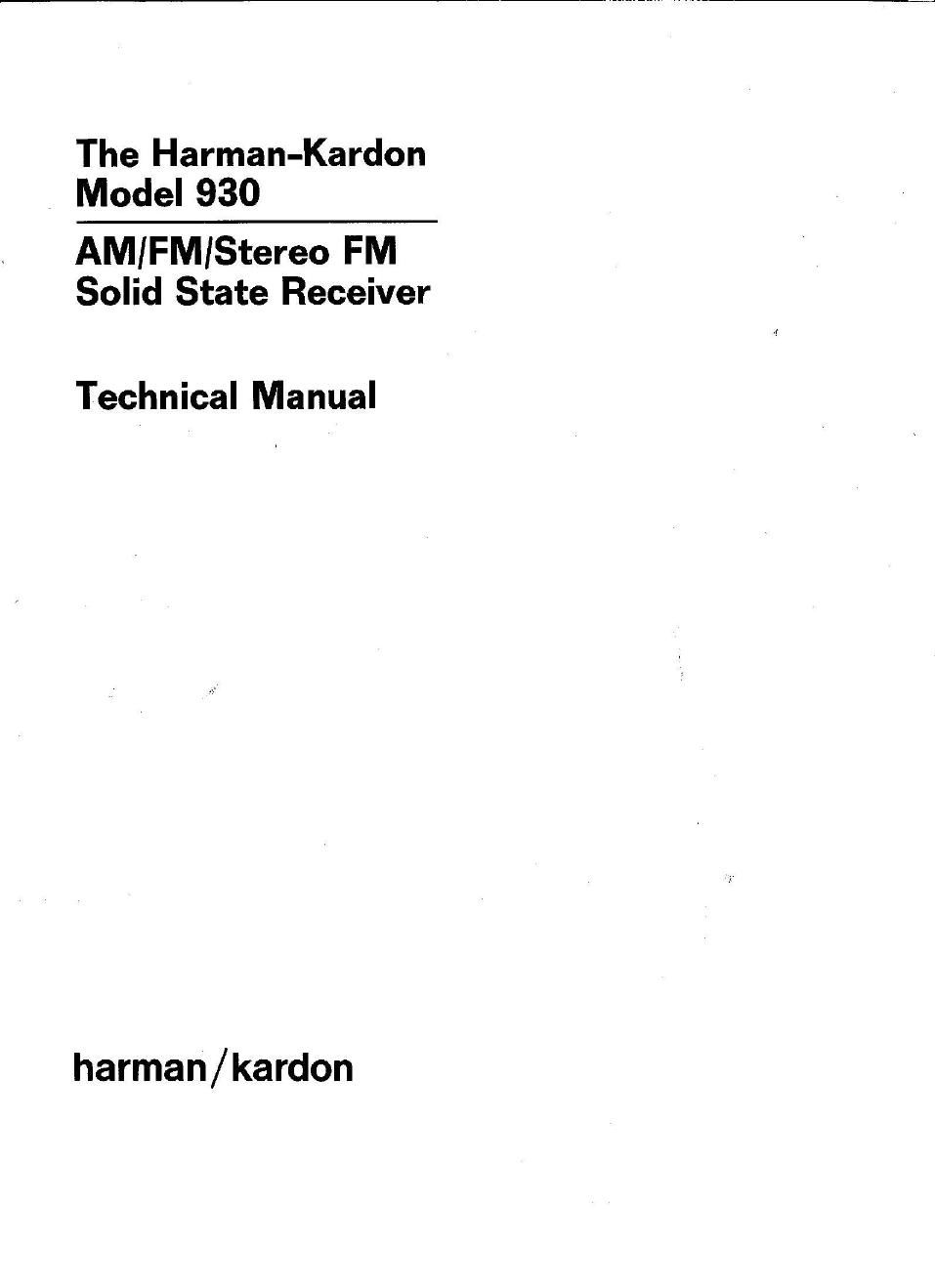 harman kardon model 930 service