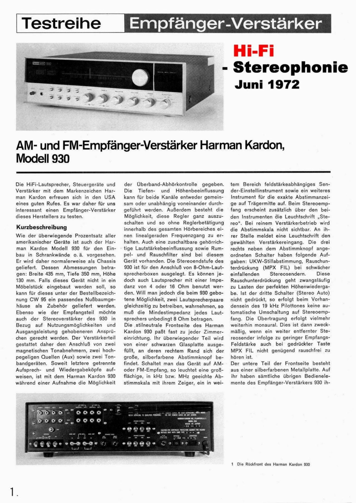 harman kardon model 930 test