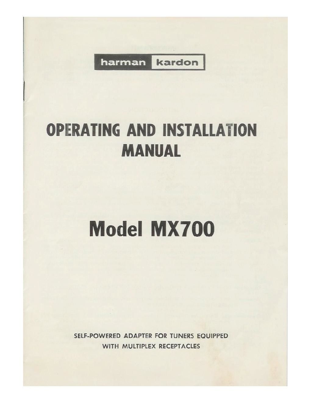 harman kardon mx 700 schematic