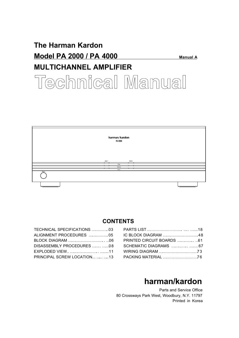 harman kardon pa 2000 pa 4000 service manual