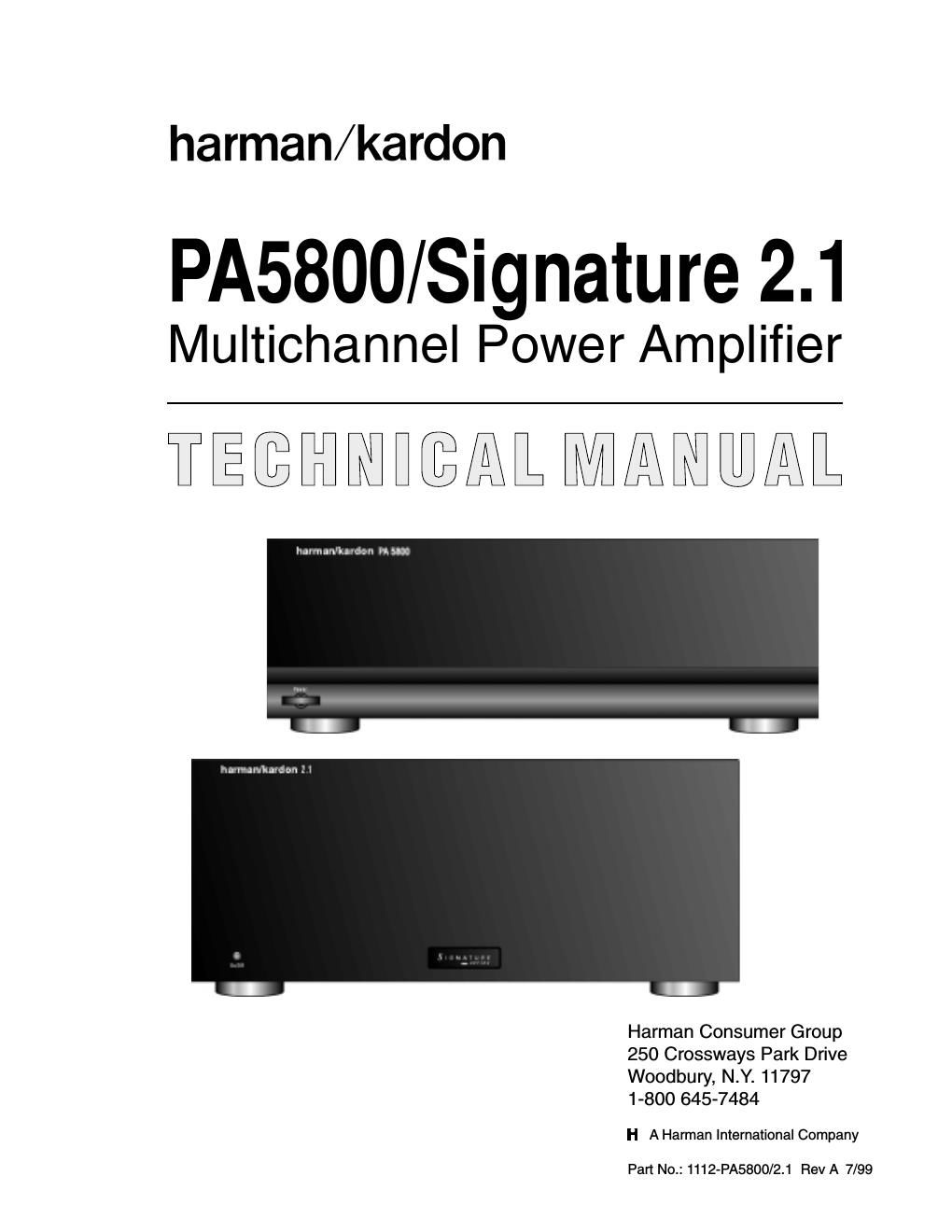 harman kardon pa 5800 service manual