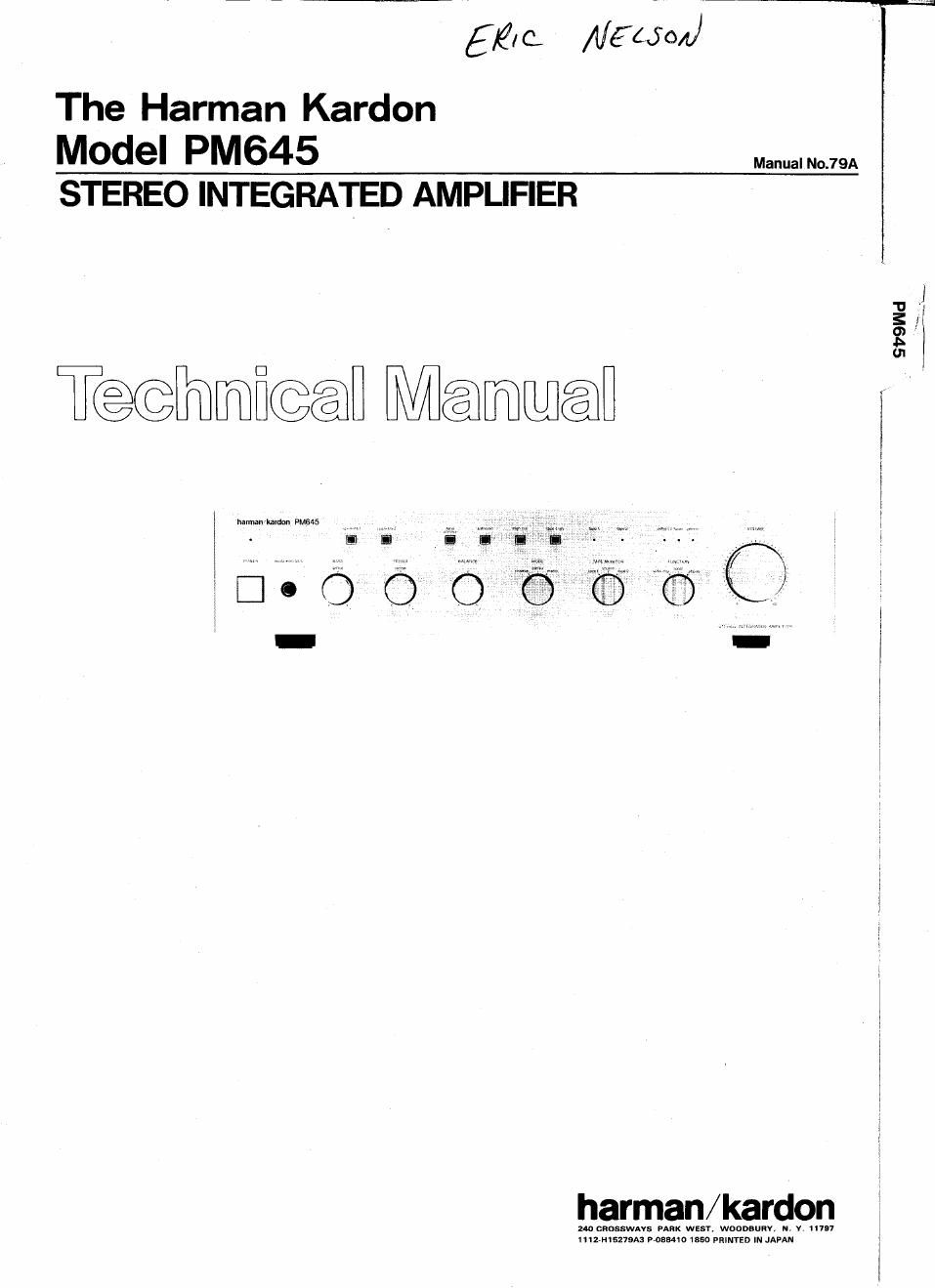 harman kardon pm 645 service manual