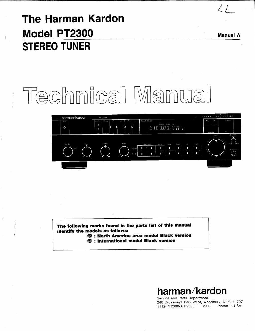 harman kardon pt 2300 service manual