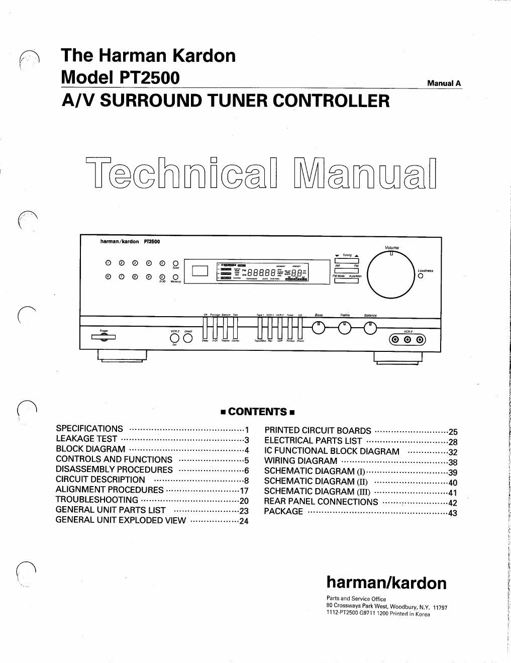 harman kardon pt 2500 service manual