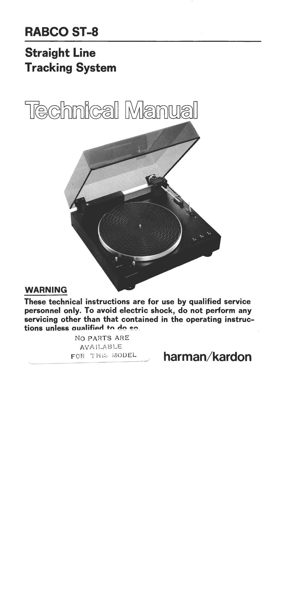 harman kardon rabco st 8 service manual