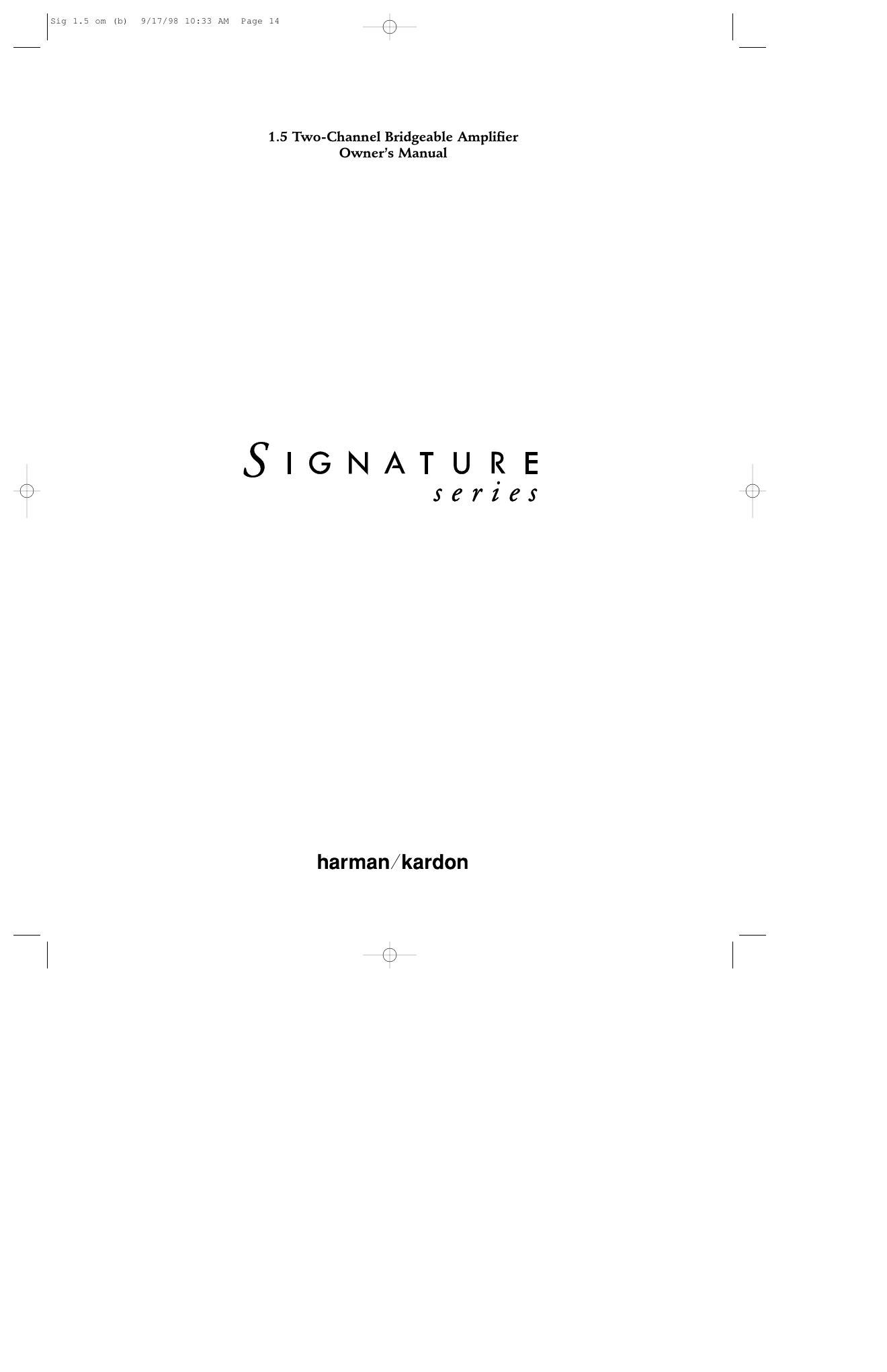 harman kardon signature 1 owners manual