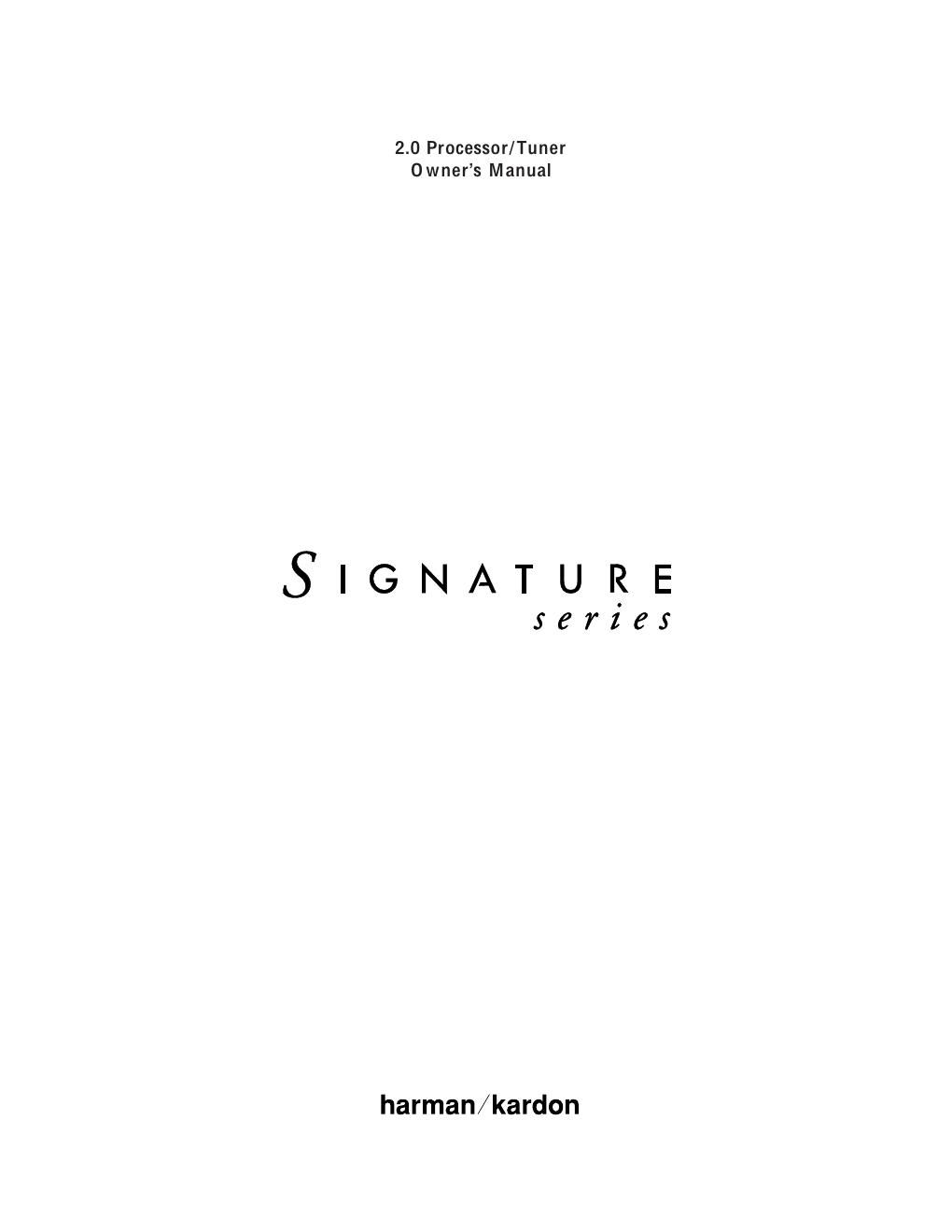 harman kardon signature 2 owners manual