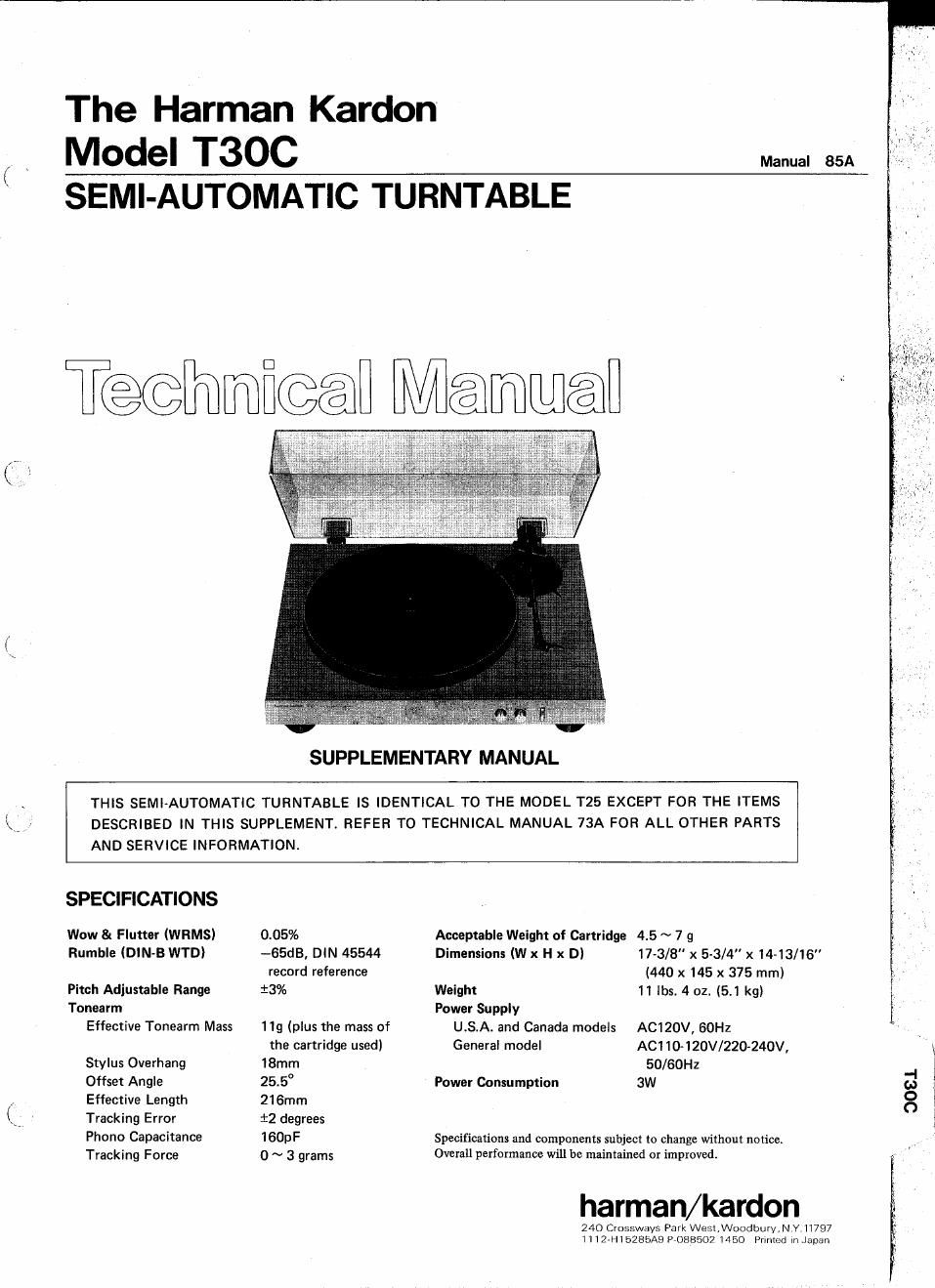 harman kardon t 30 c service manual