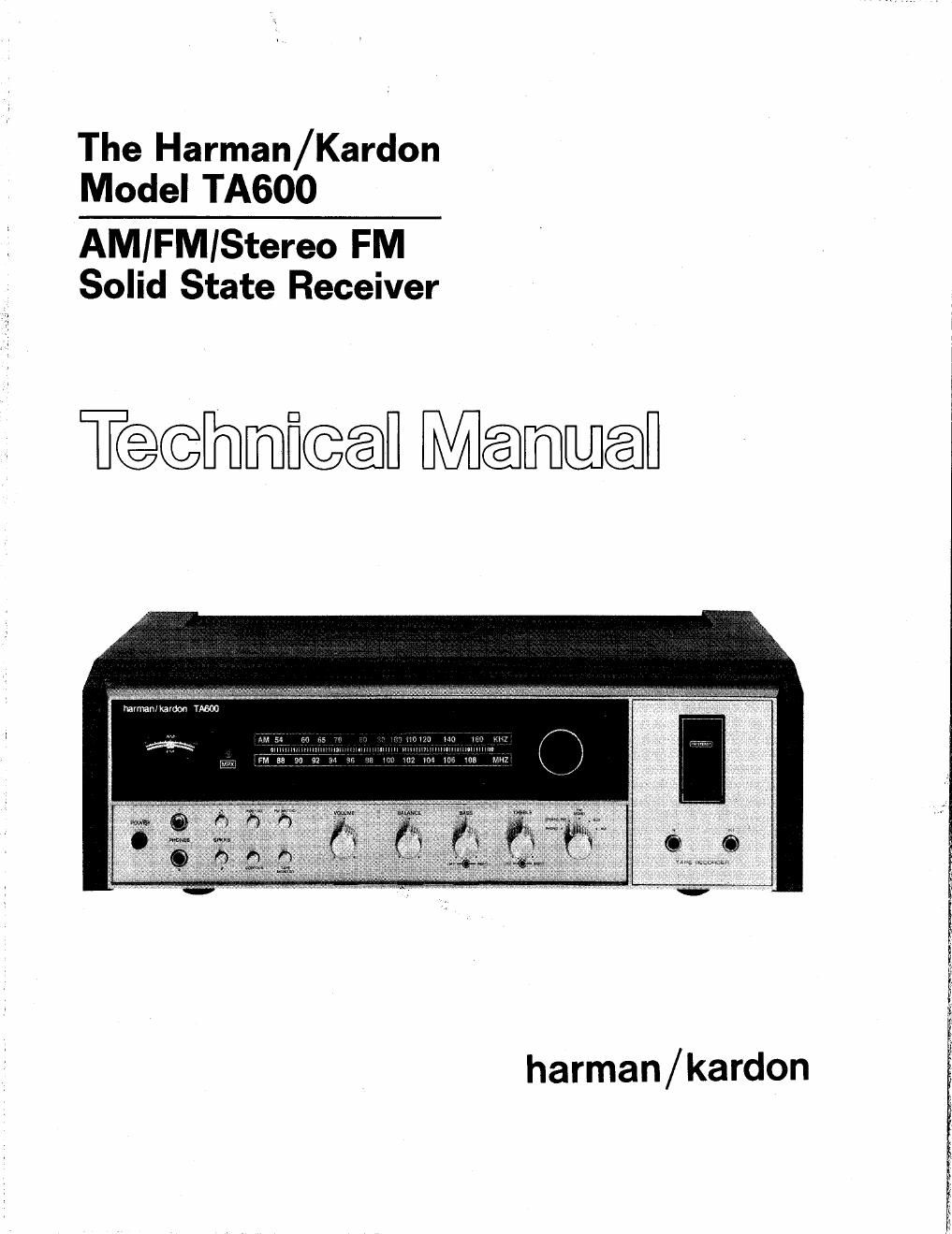 harman kardon ta 600 service manual