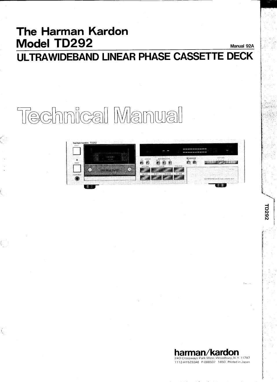 harman kardon td 292 service manual