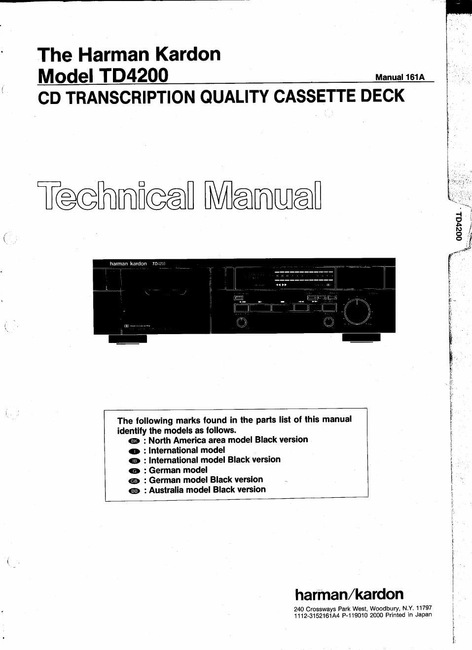 harman kardon td 4200 service manual