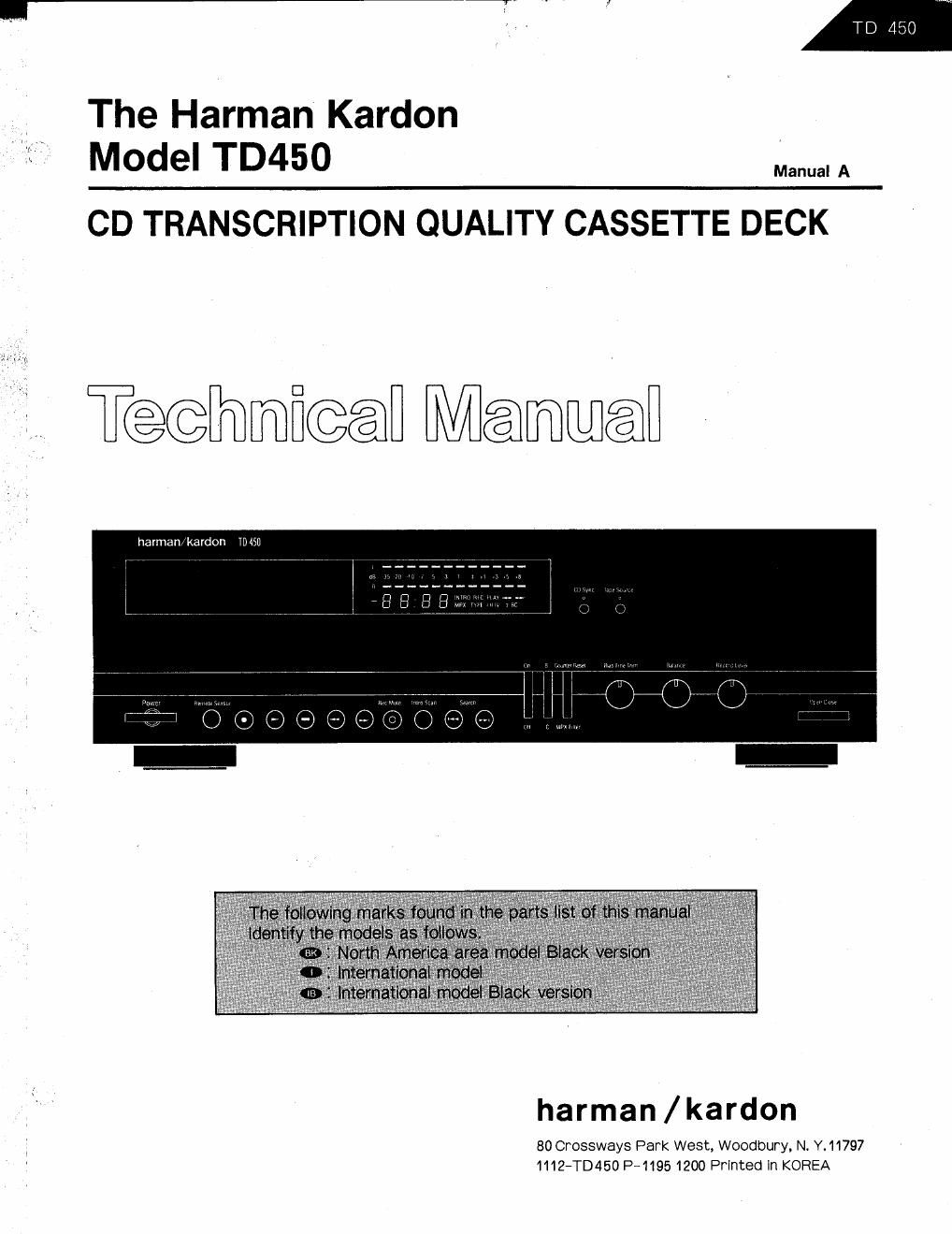 harman kardon td 450 service manual