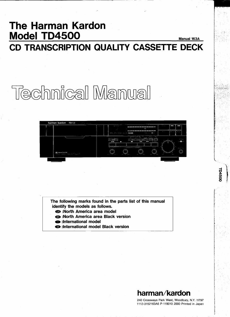 harman kardon td 4500 service manual