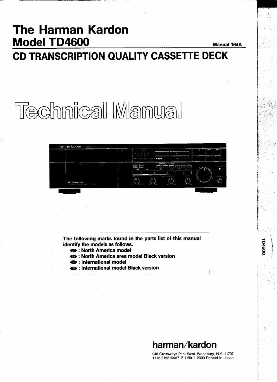 harman kardon td 4600 service manual