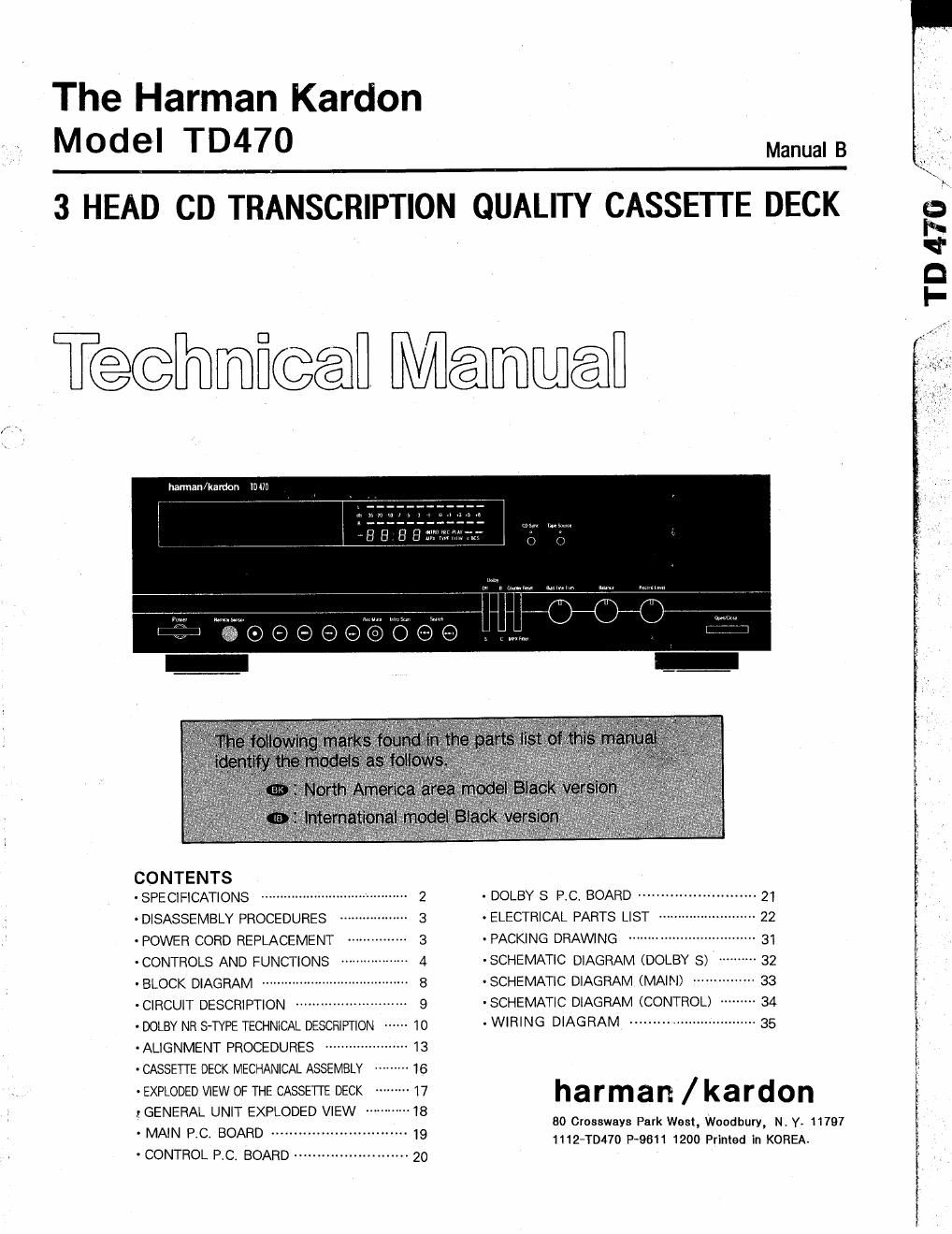 harman kardon td 470 service manual