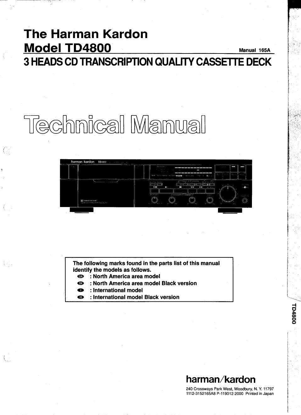 harman kardon td 4800 service manual