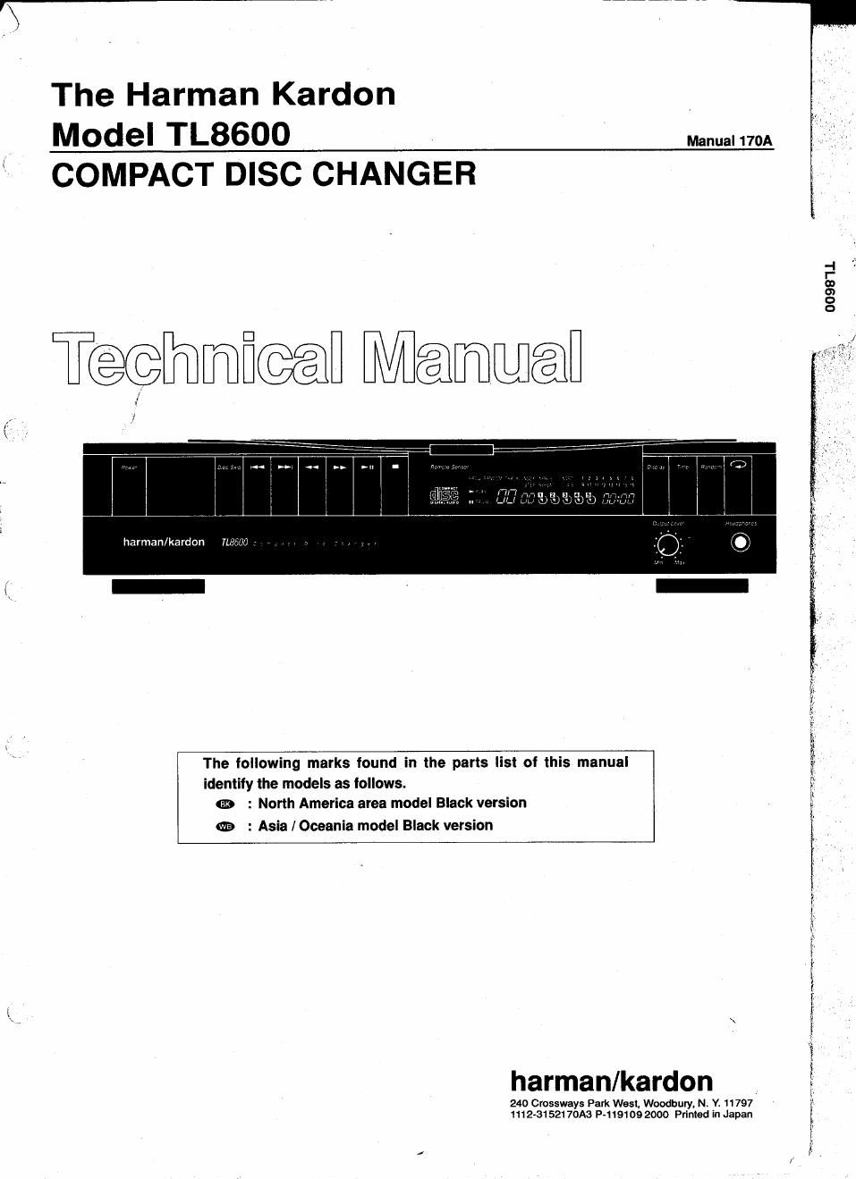 harman kardon tl 8600 service manual