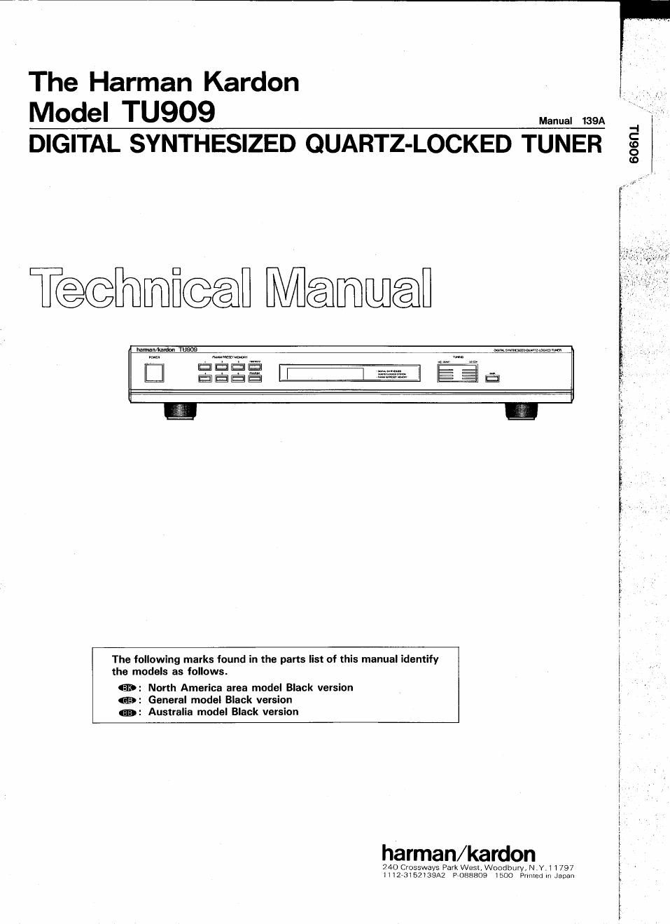 harman kardon tu 909 service manual