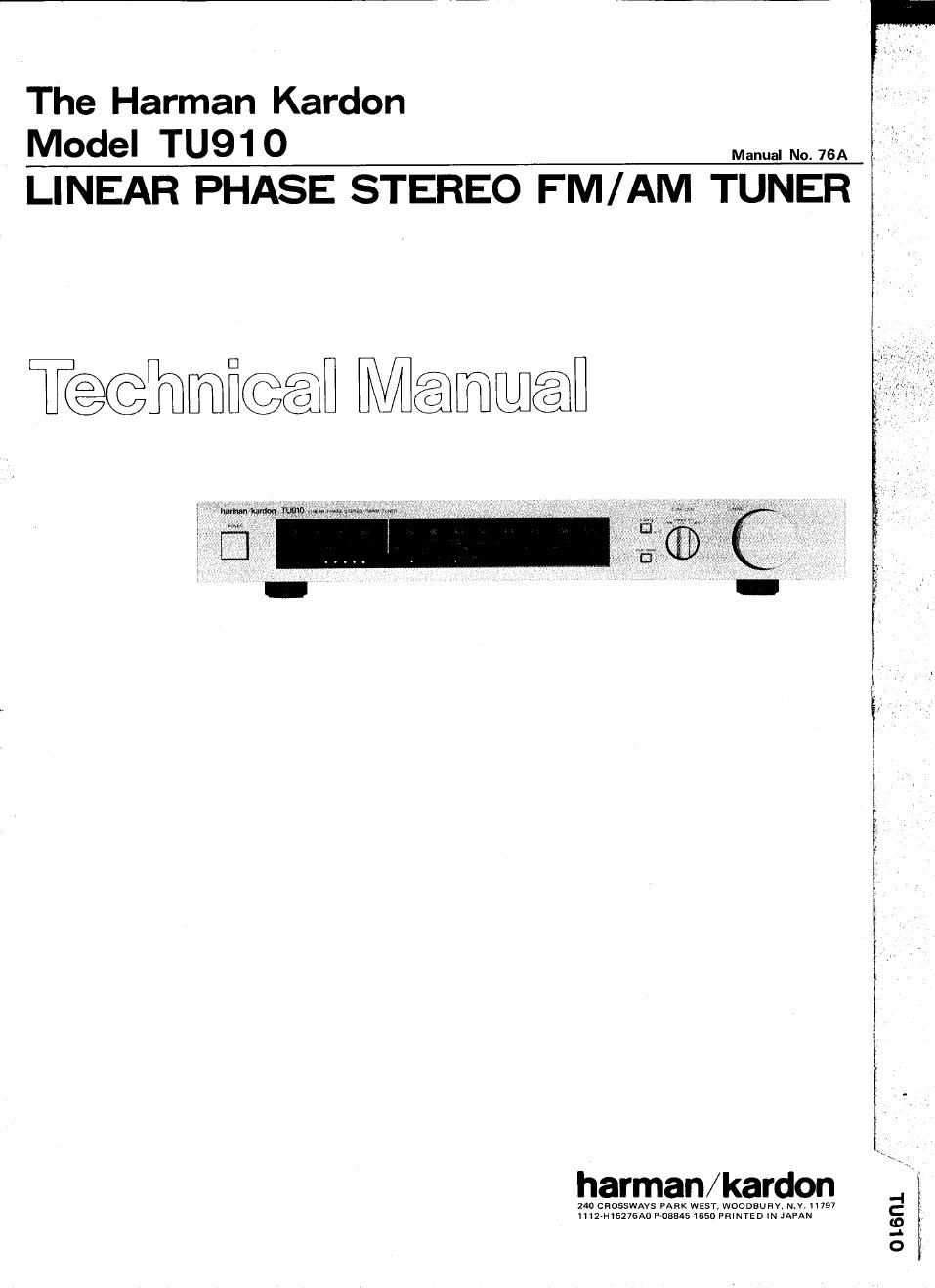 harman kardon tu 910 service manual