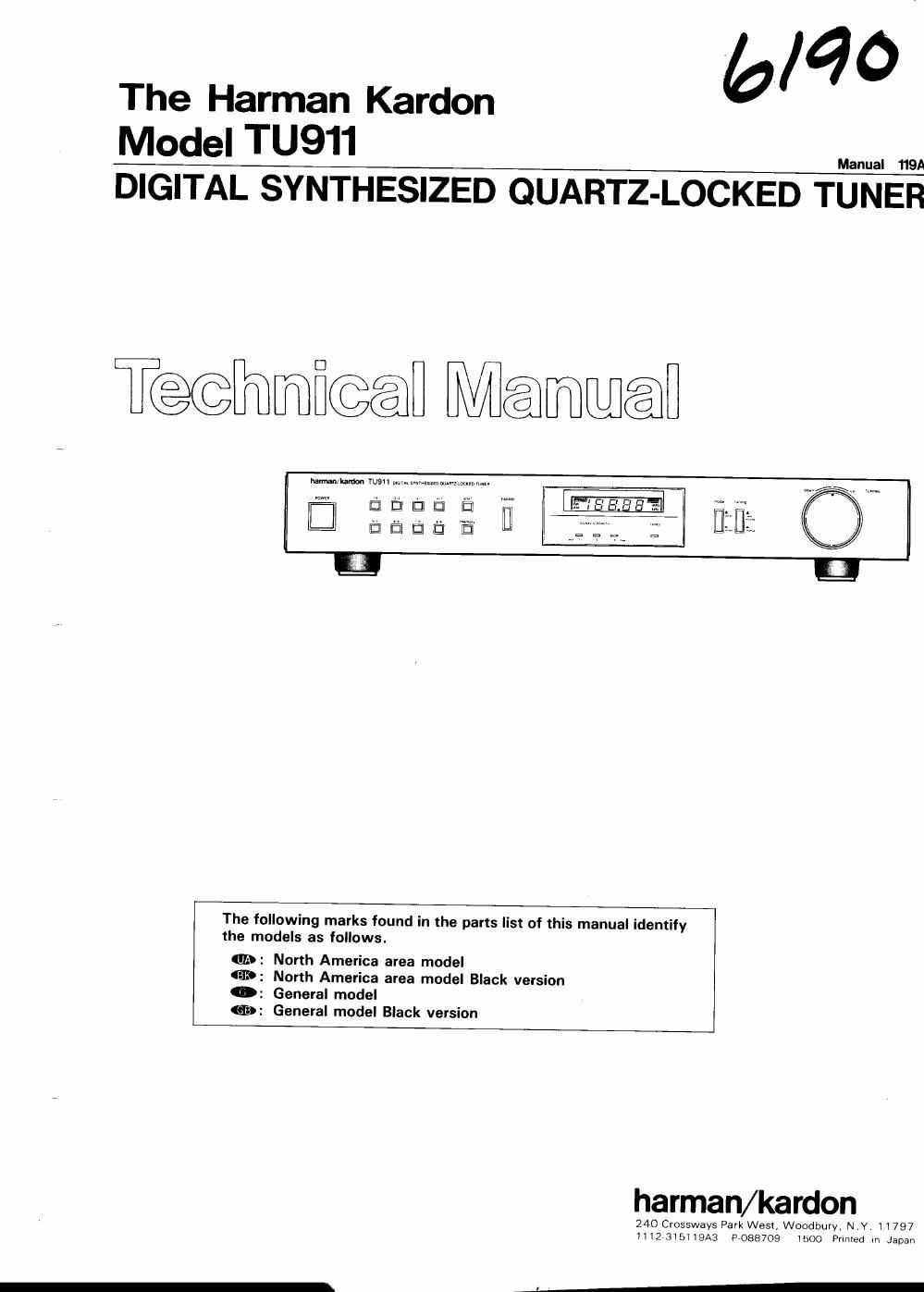 harman kardon tu 911 service manual