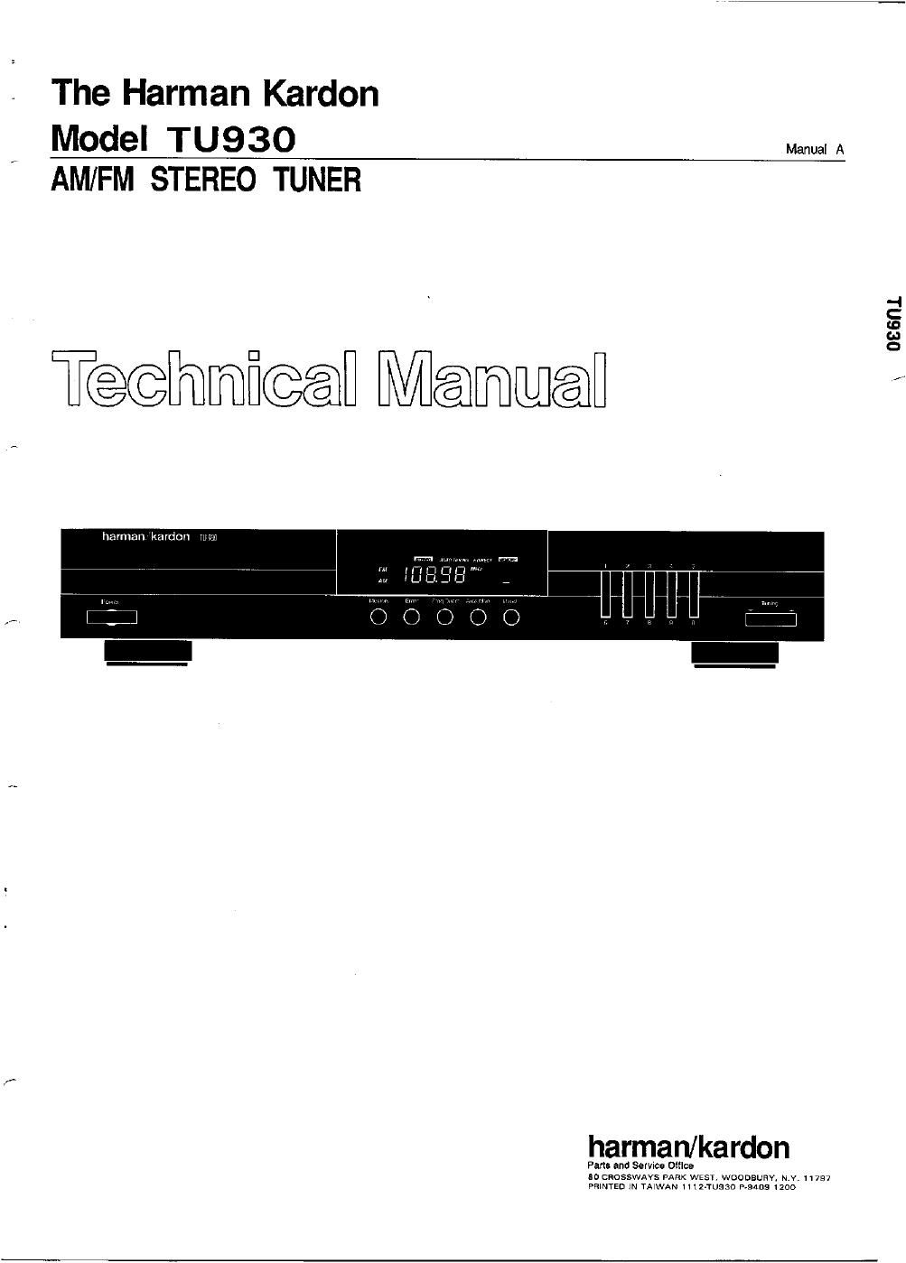 harman kardon tu 930 service manual