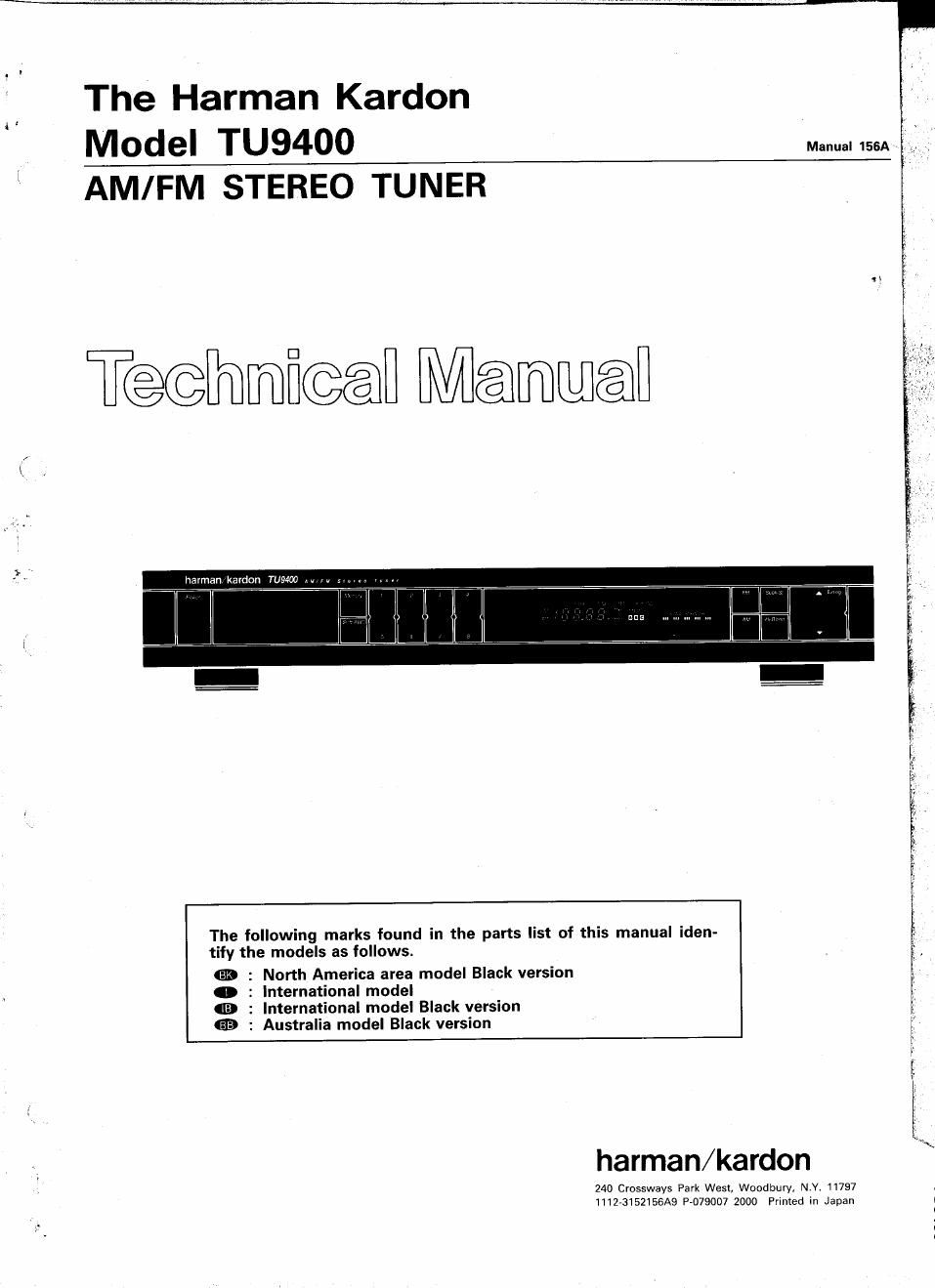 harman kardon tu 9400 service manual