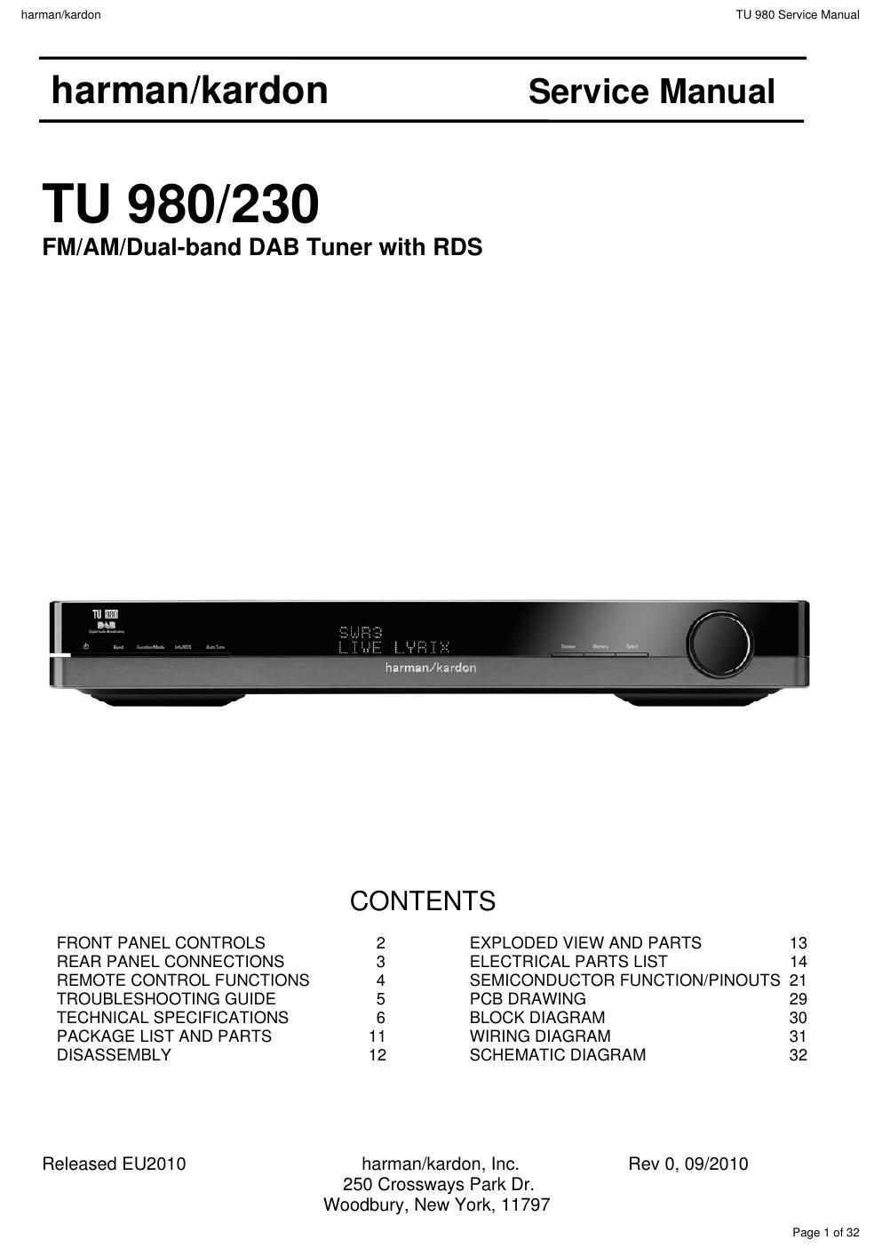 harman kardon tu 980 230