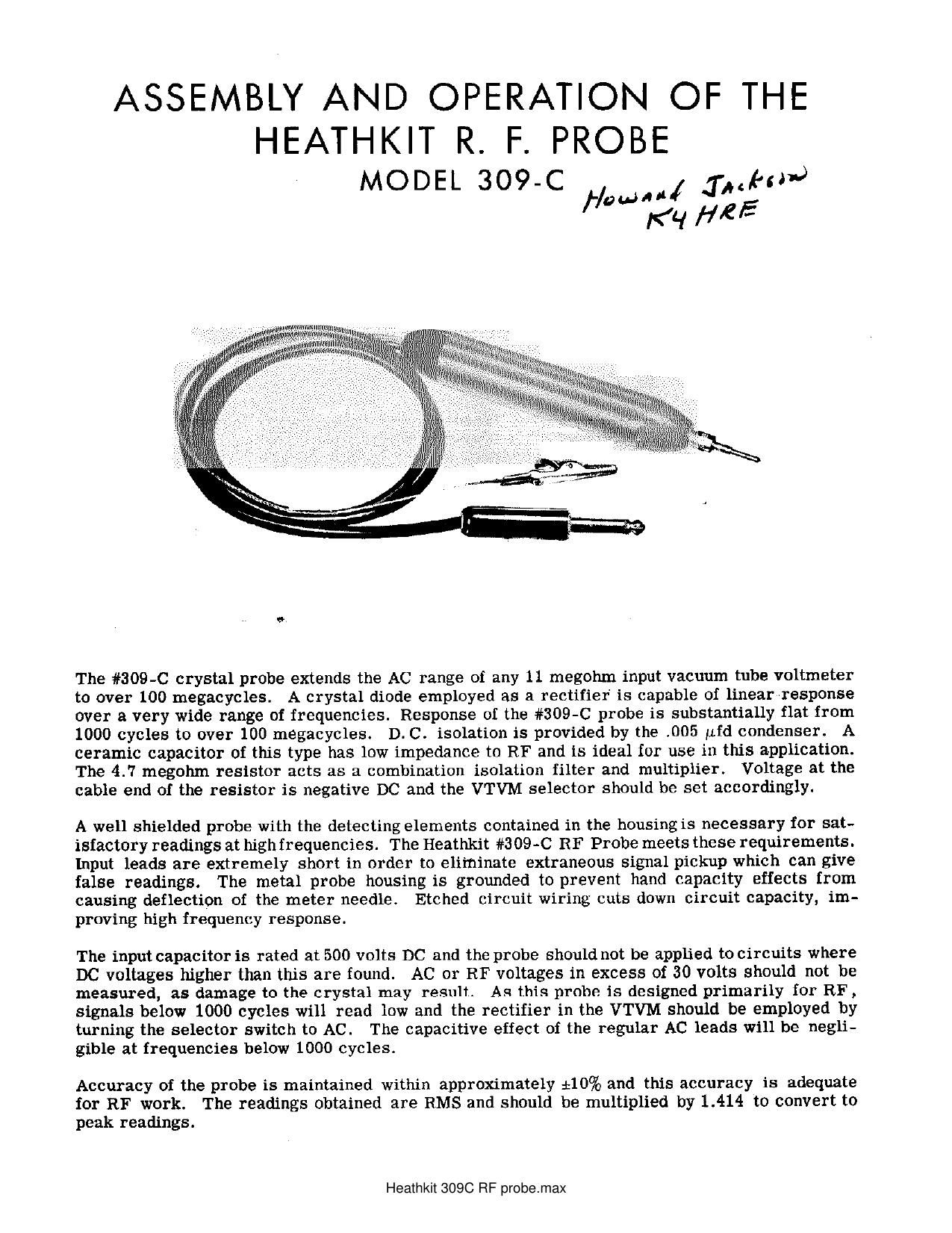 Heathkit 309 C Owners Manual 2