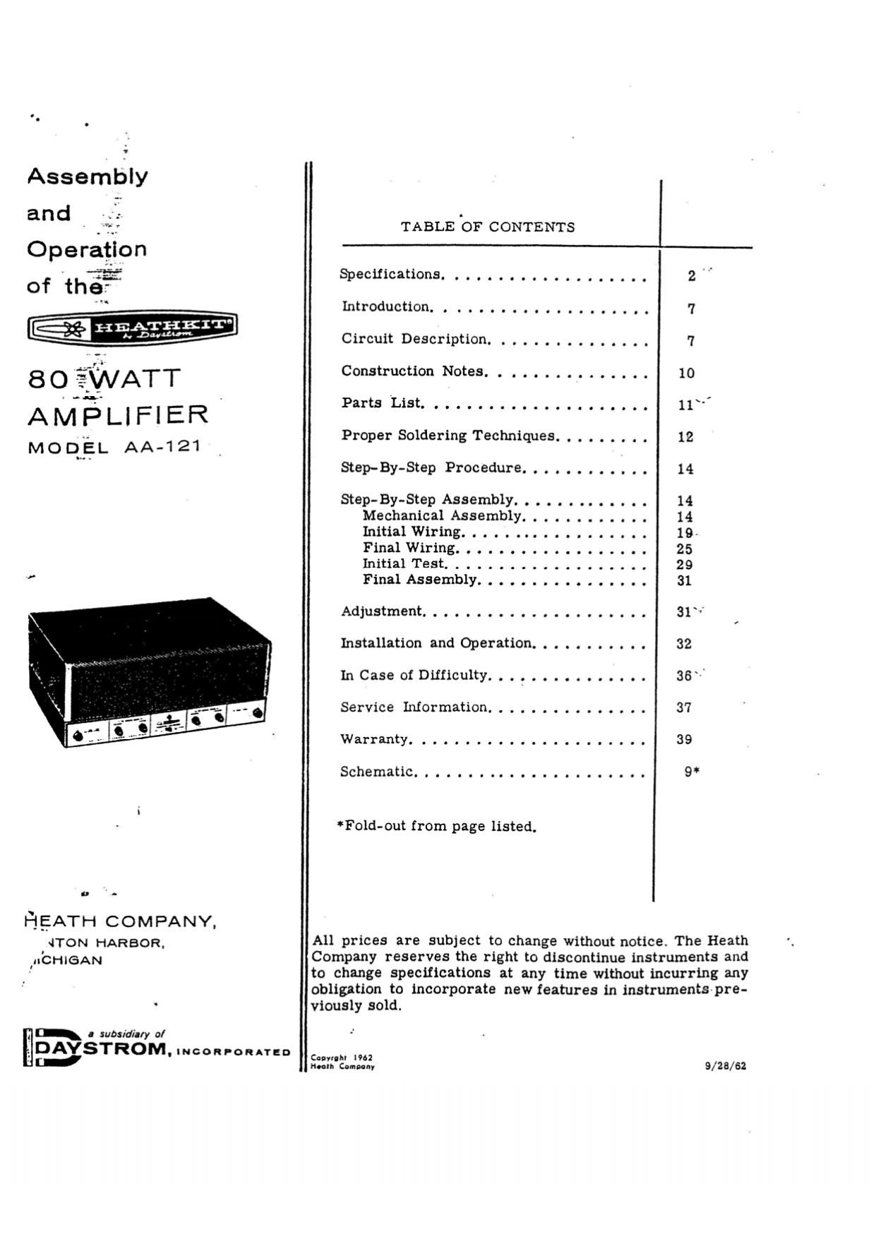 Heathkit AA 121 Assembly Operation