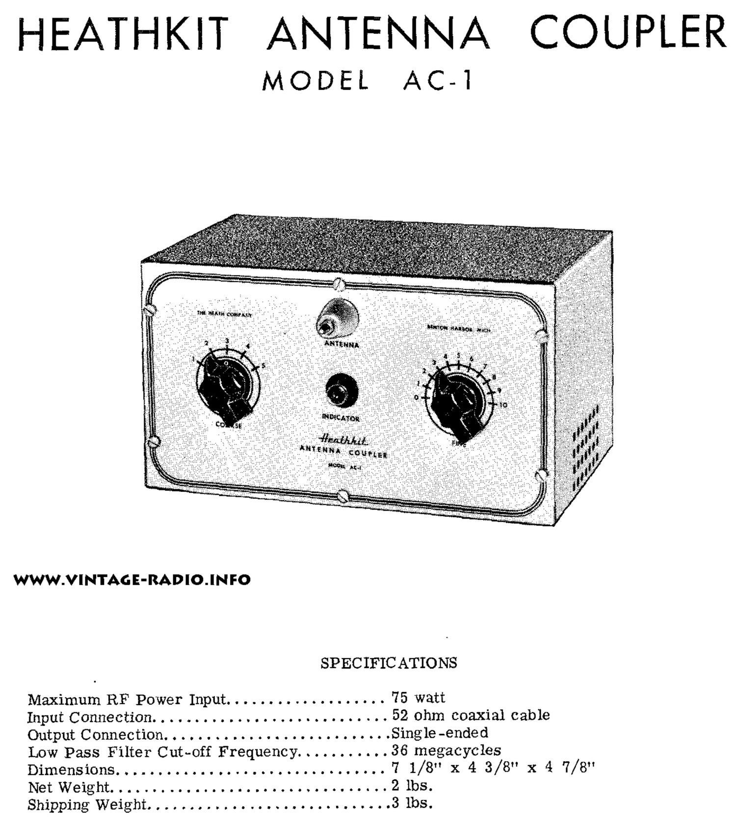 Heathkit AC 1 Schematic