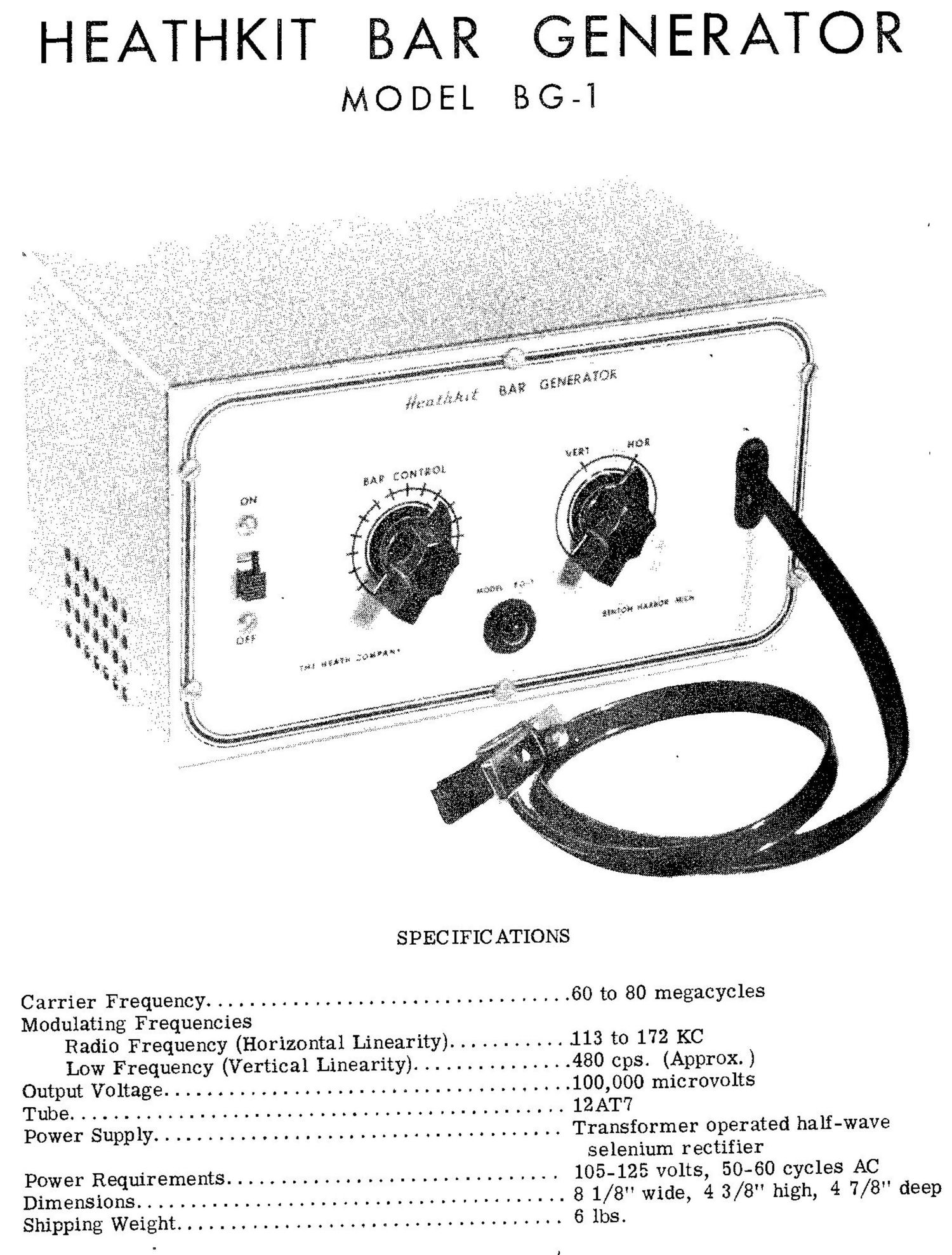 Heathkit BG 1 Schematic