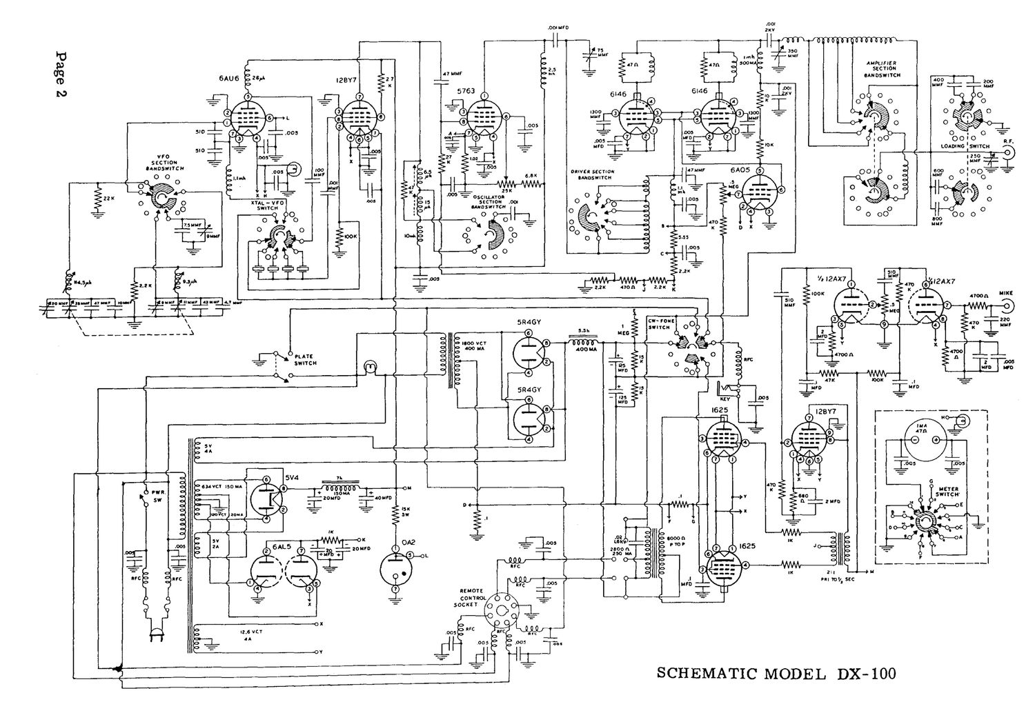 Heathkit DX 100 Schematic