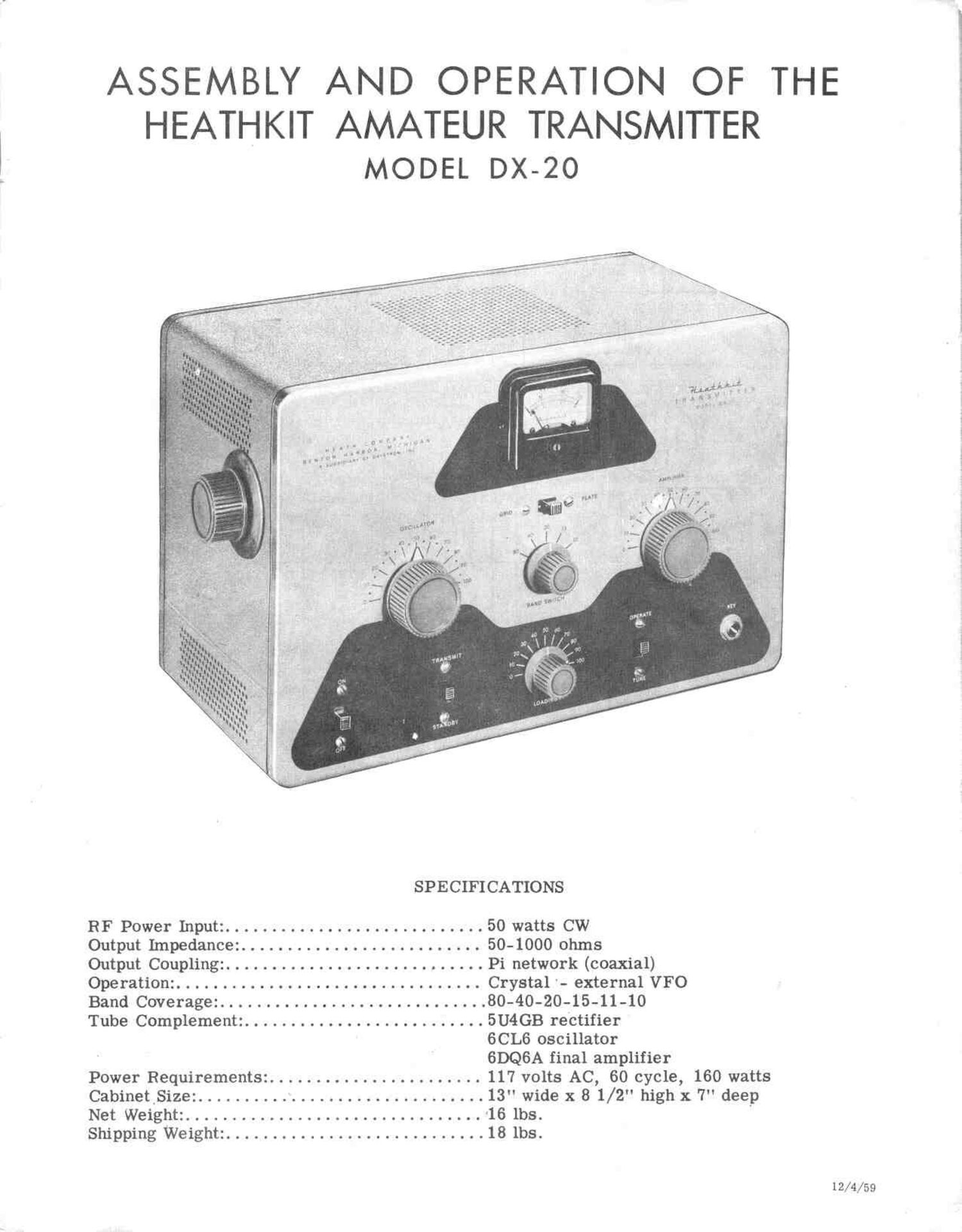 Heathkit DX 20 Assembly Manual